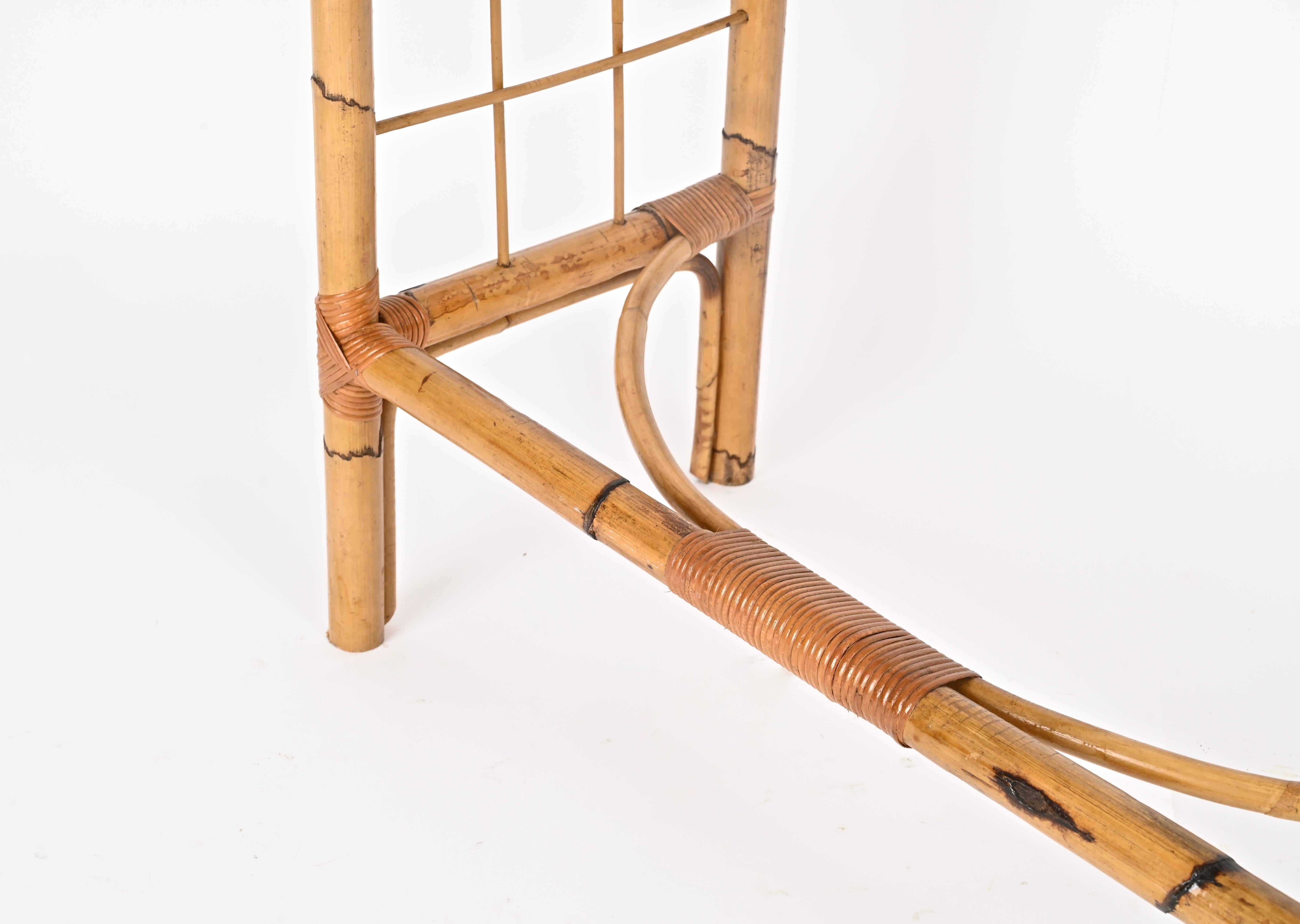 Franco Albini Midcentury Console Table in Bamboo, Rattan and Wicker, Italy 1970s For Sale 5