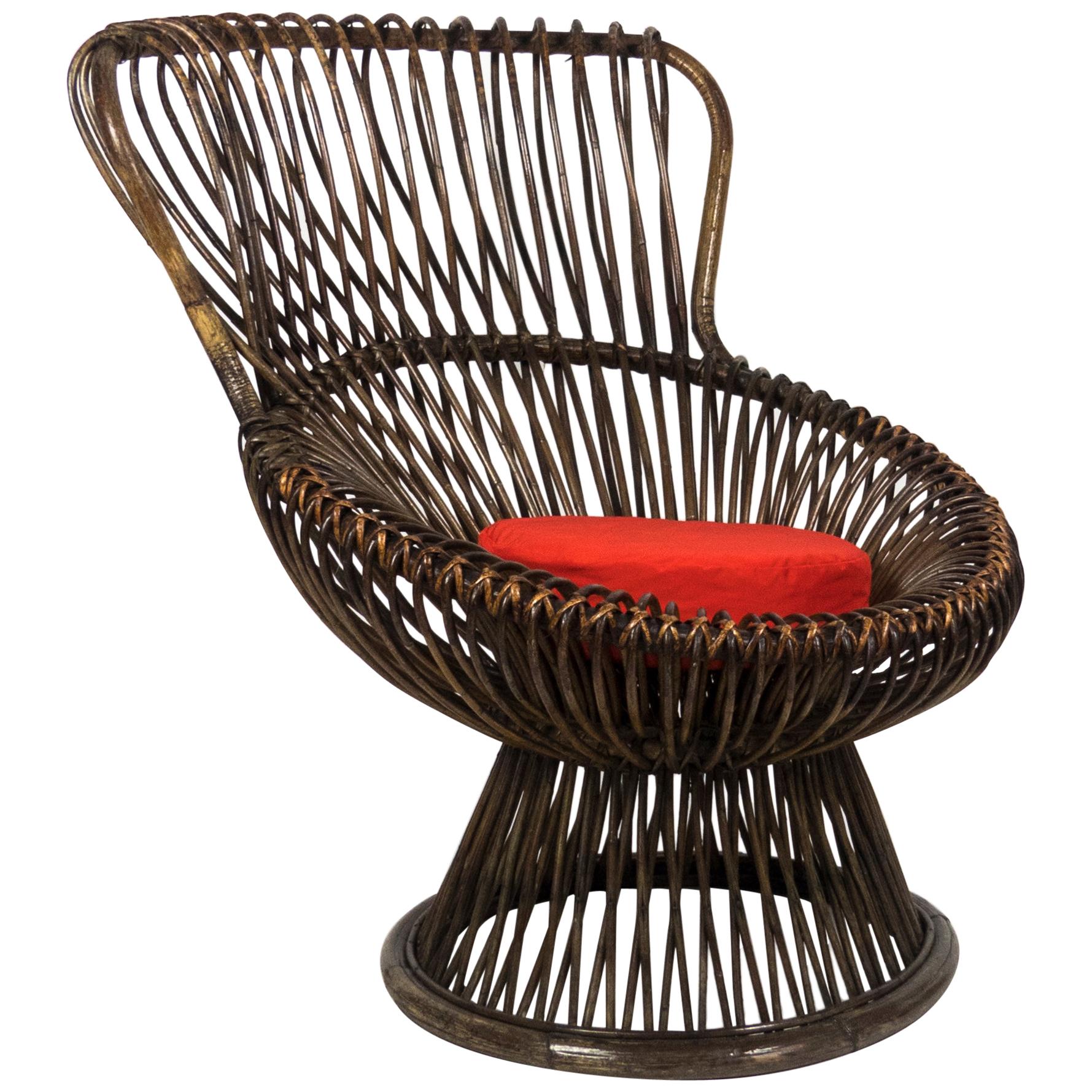 Franco Albini Midcentury Early "Margherita" Rattan Chair for Bonacina, 1951