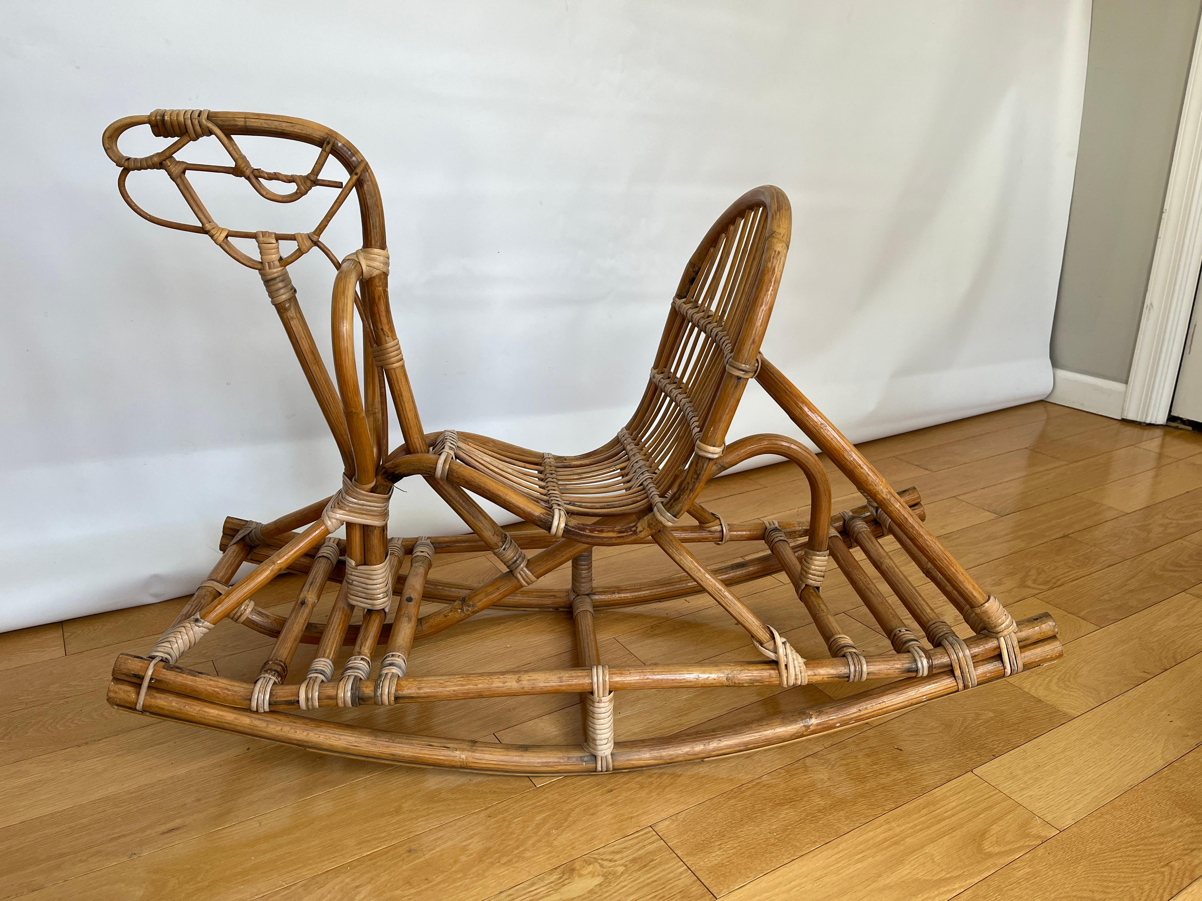 rattan rocking horse