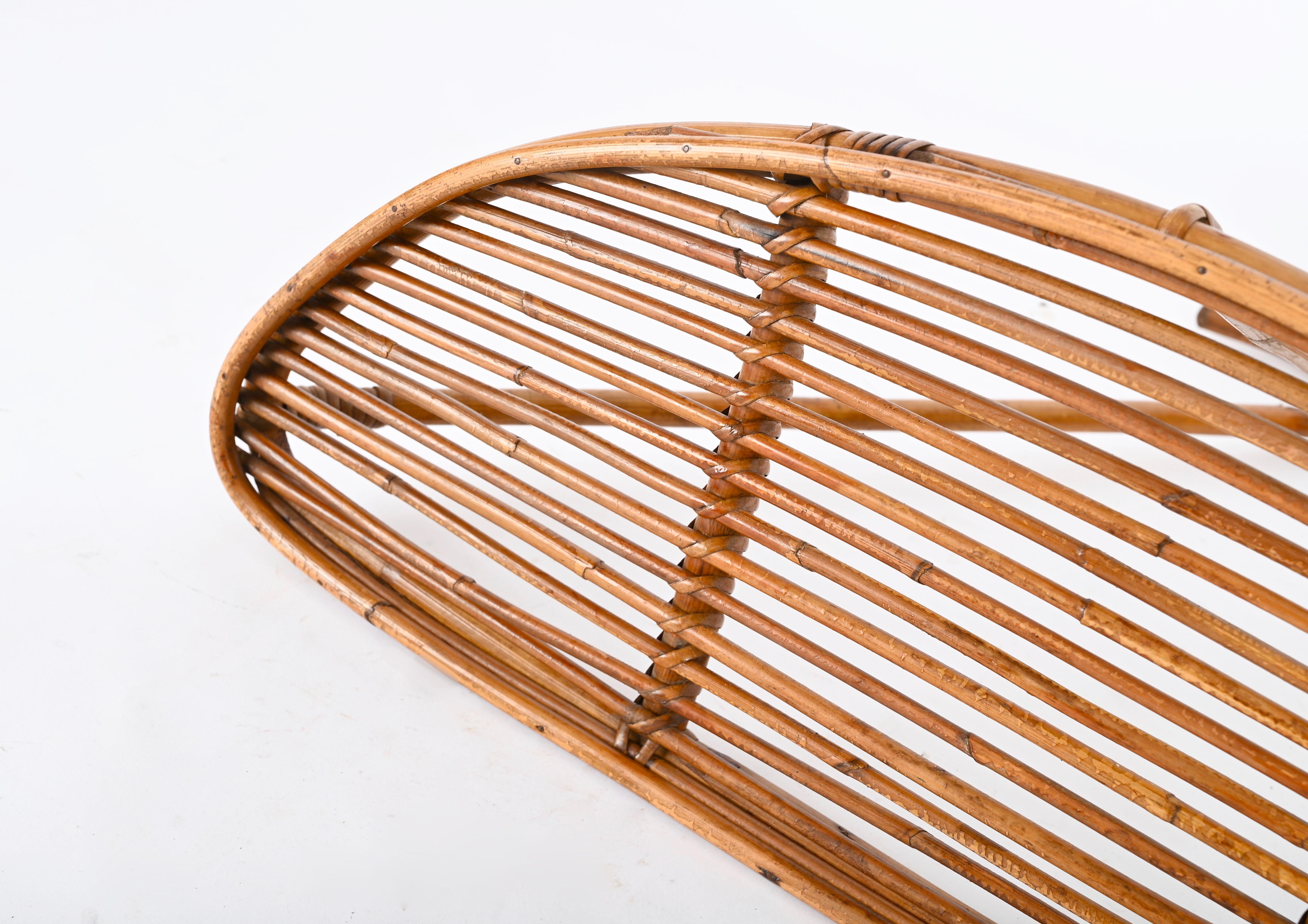 20th Century Franco Albini Midcentury Wall Shelf or Console in Rattan and Bamboo, Italy, 1960