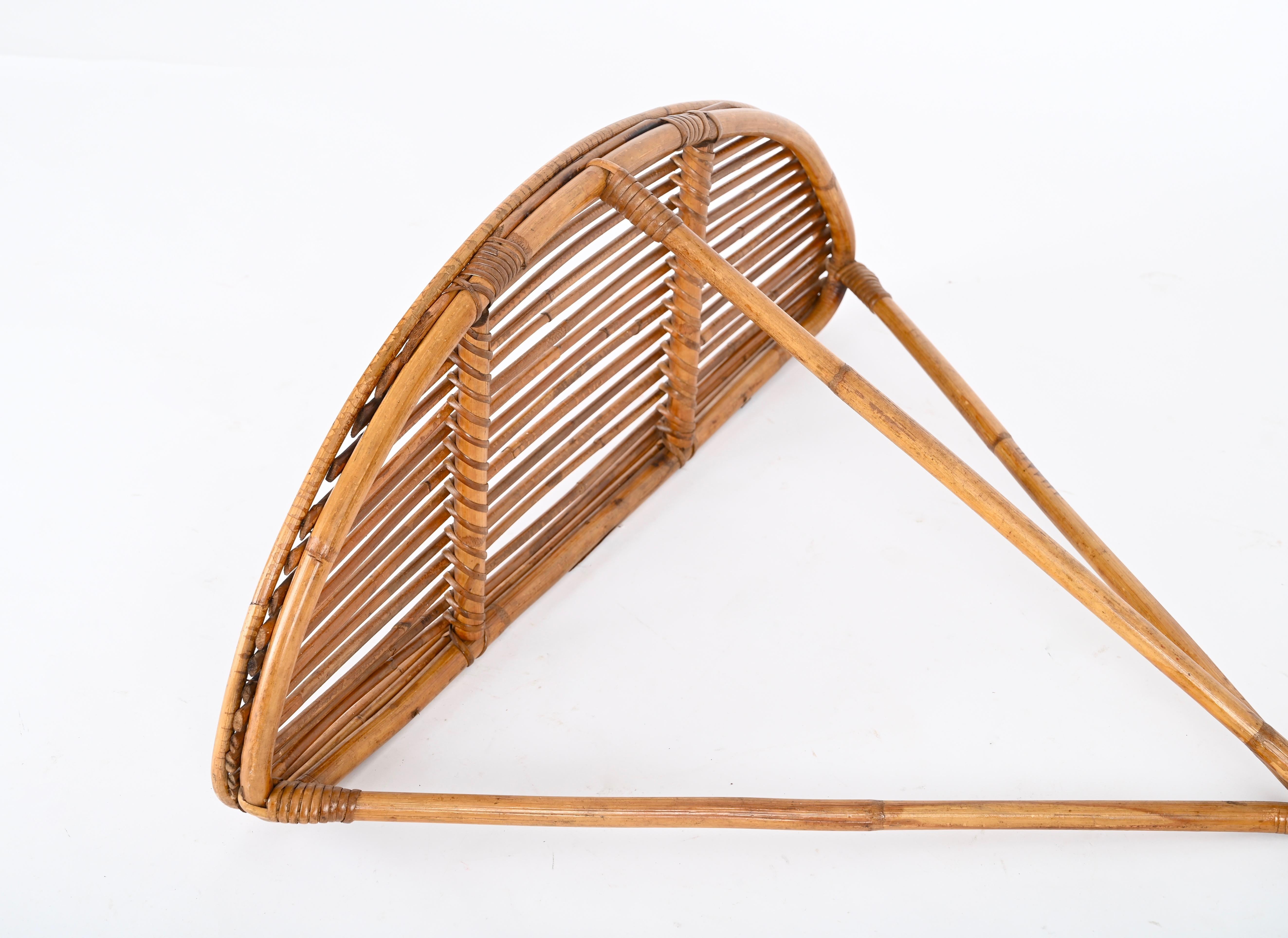 Franco Albini Midcentury Wall Shelf or Console in Rattan and Bamboo, Italy, 1960 4