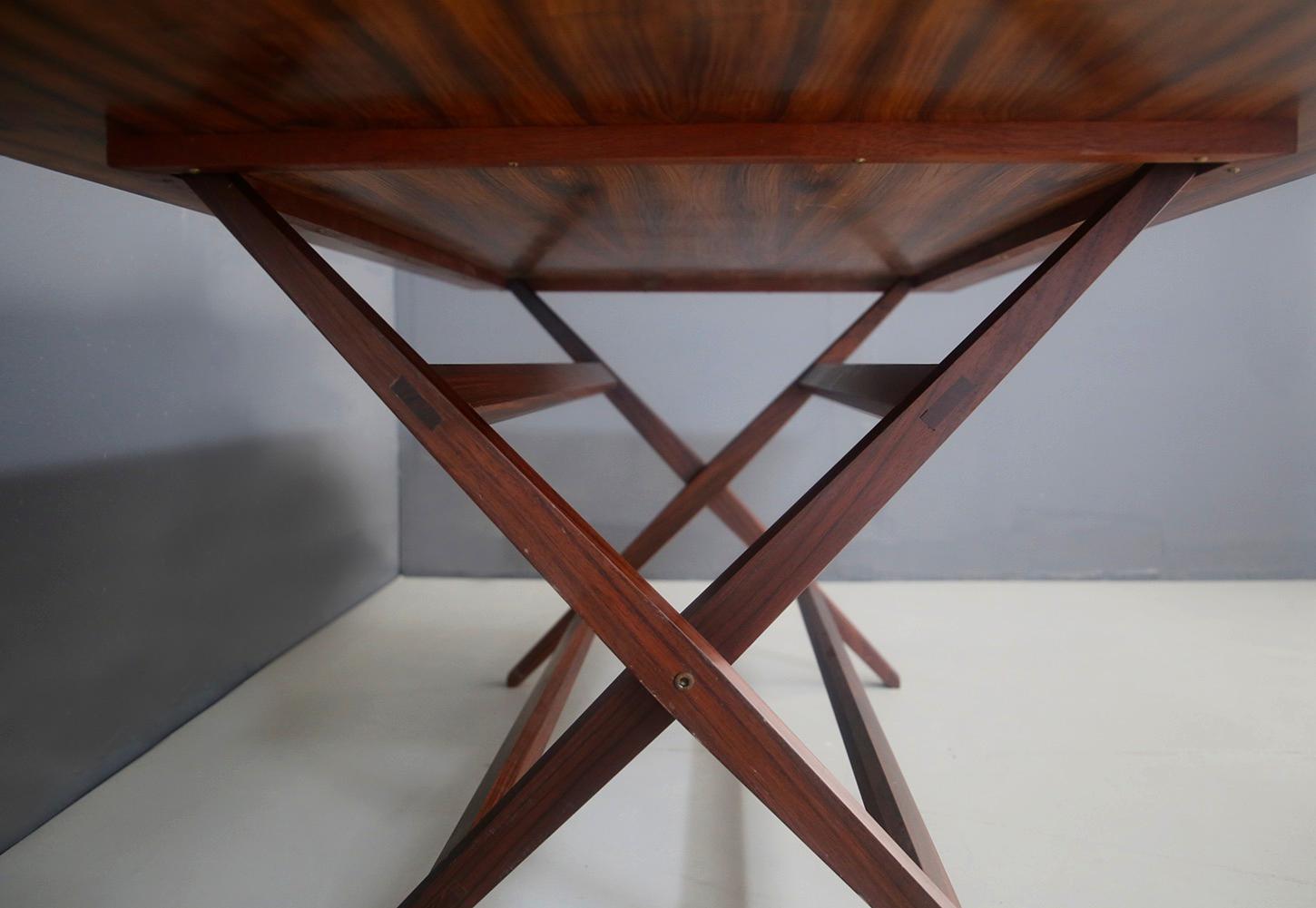 Franco Albini Midcentury Walnut Trestle Table Foldable from 1950s 4