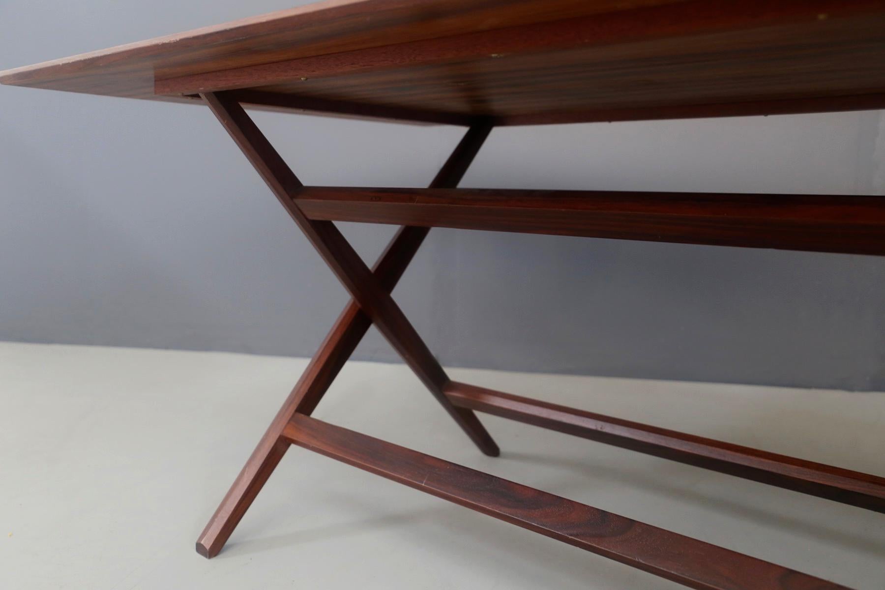 Mid-20th Century Franco Albini Midcentury Walnut Trestle Table Foldable from 1950s