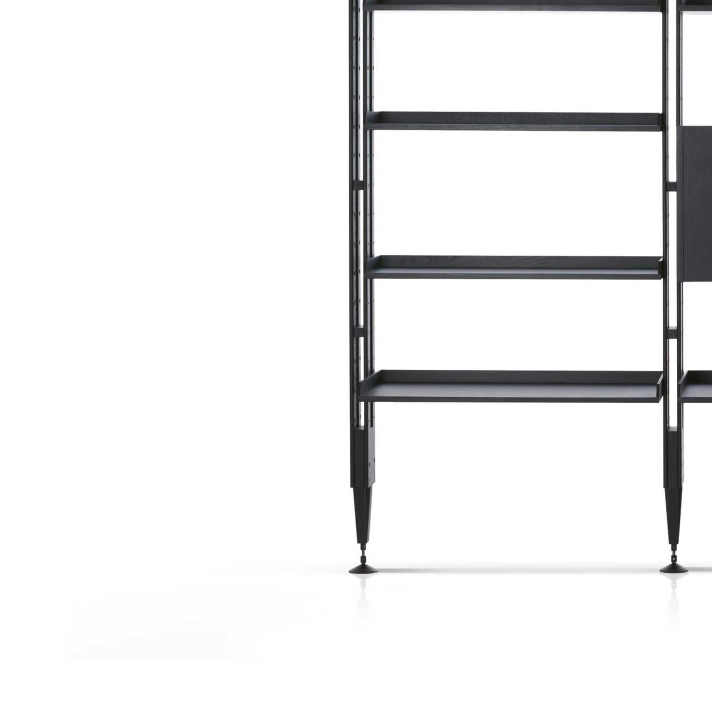 Mid-Century moderno Libreria modulare Infinito di Franco Albini, legno tinto nero by Cassina in vendita