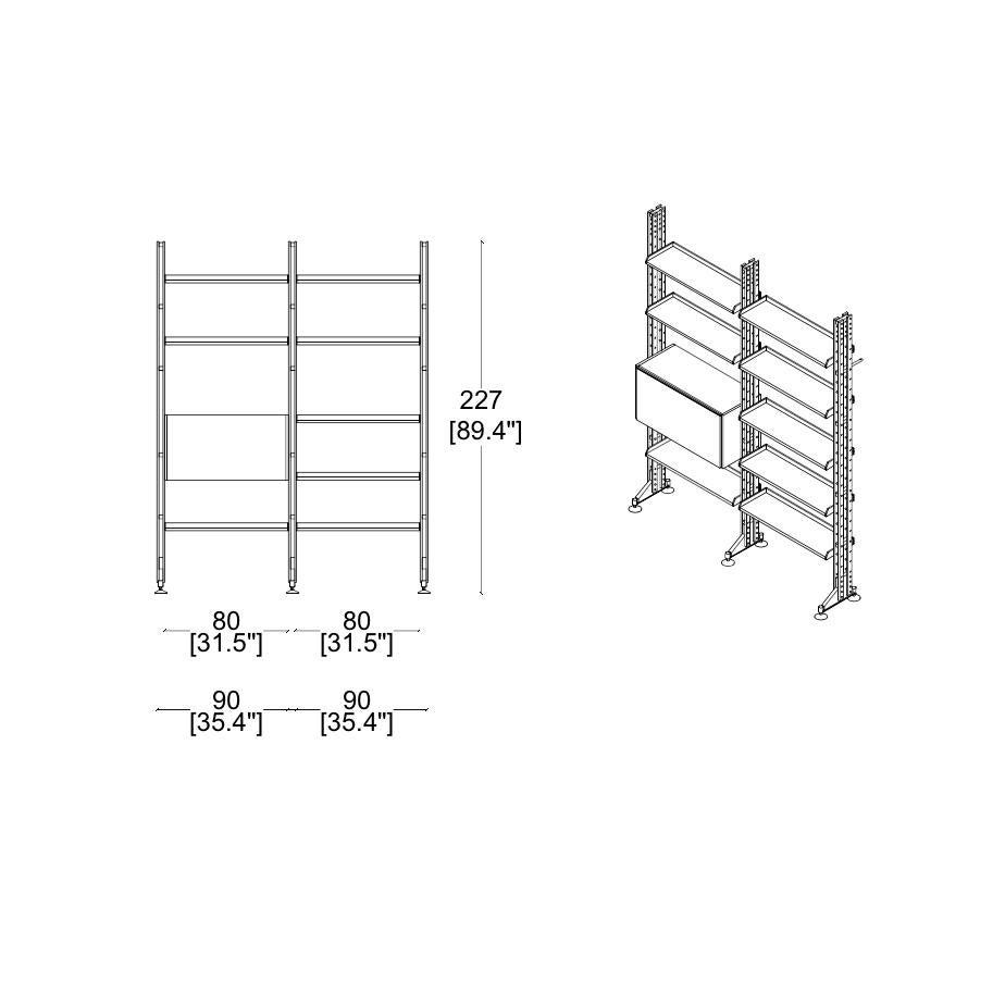 Mid-Century Modern Franco Albini Modular Bookcase Infinito, Black Stain Wood by Cassina