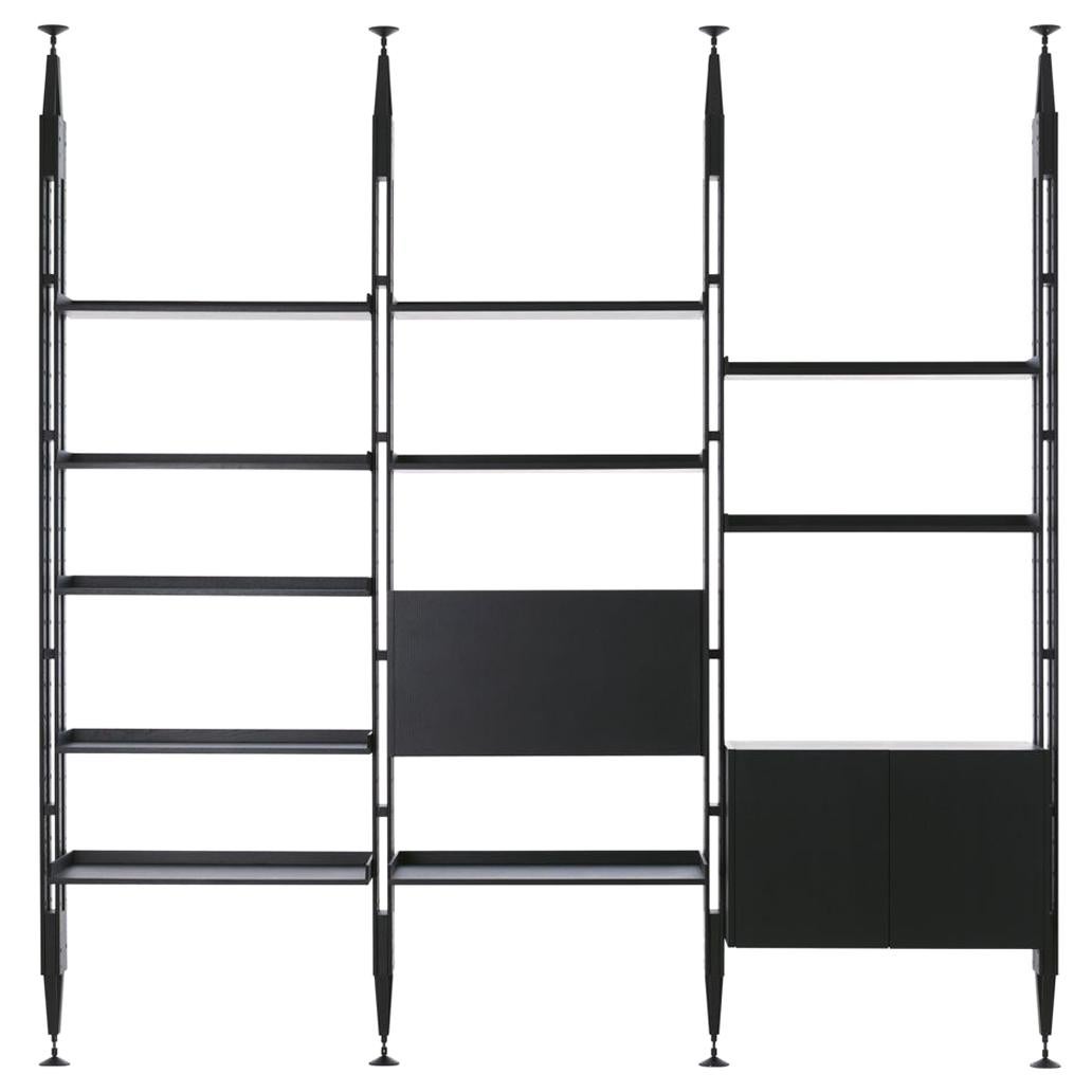 Franco Albini Modular Bookcase Infinito, Black Stain Wood by Cassina