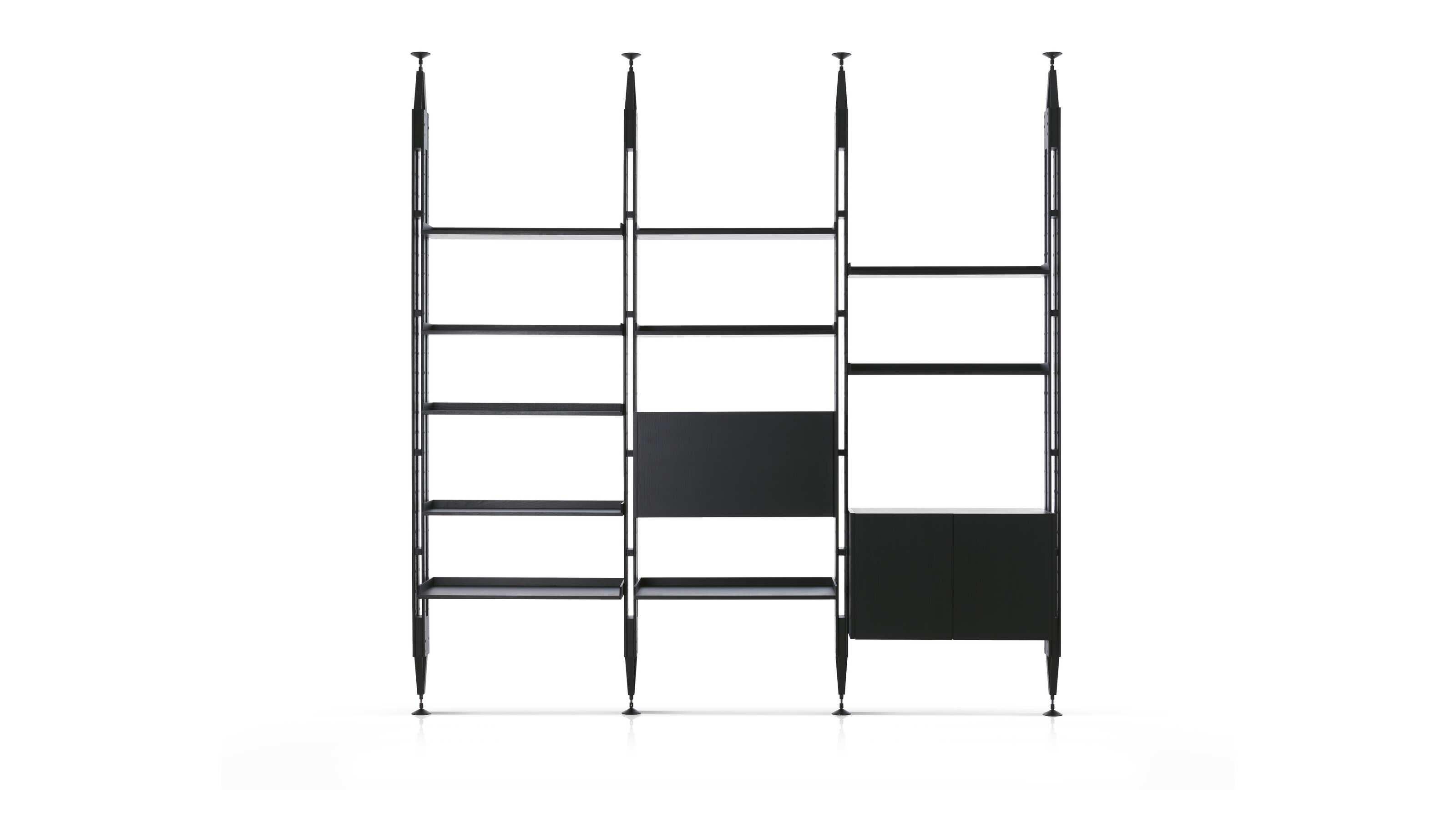 Italian Franco Albini Modular Bookcase Infinito, Black Stained Ask For Cassina For Sale