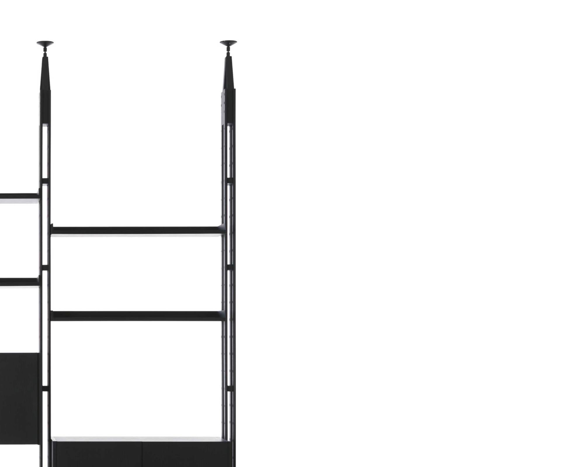 Contemporary Franco Albini Modular Bookcase Infinito, Black Stained Ask For Cassina For Sale