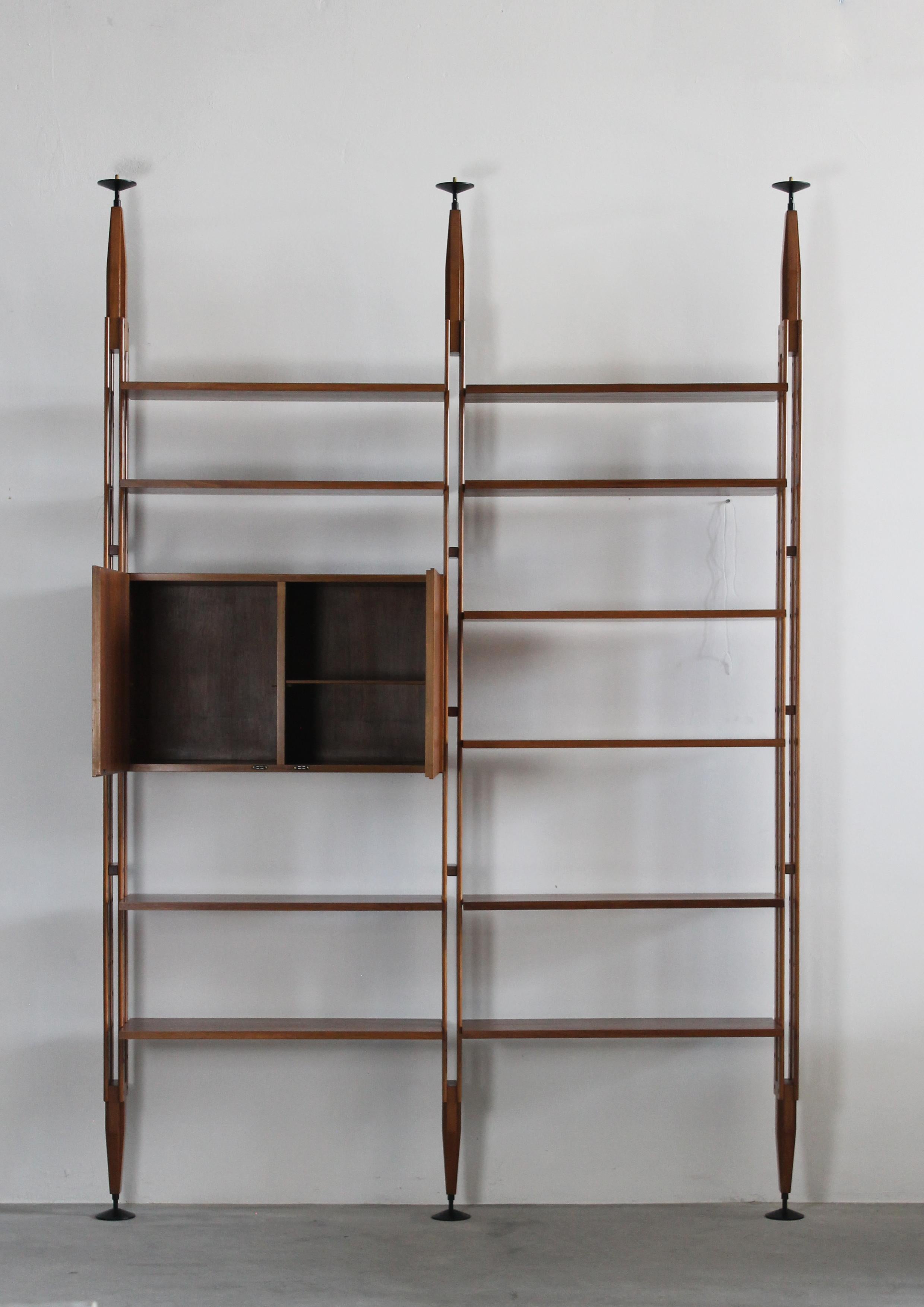 Mid-Century Modern Franco Albini Modular Bookcase LB7 in Solid Teak Wood by Poggi Pavia 1956
