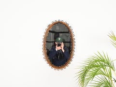 Franco Albini Oval Curved Rattan and Bamboo Mirror, Italy 1960s