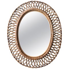oval bamboo mirror Franco Albini Oval Rattan and Bamboo Mirror
