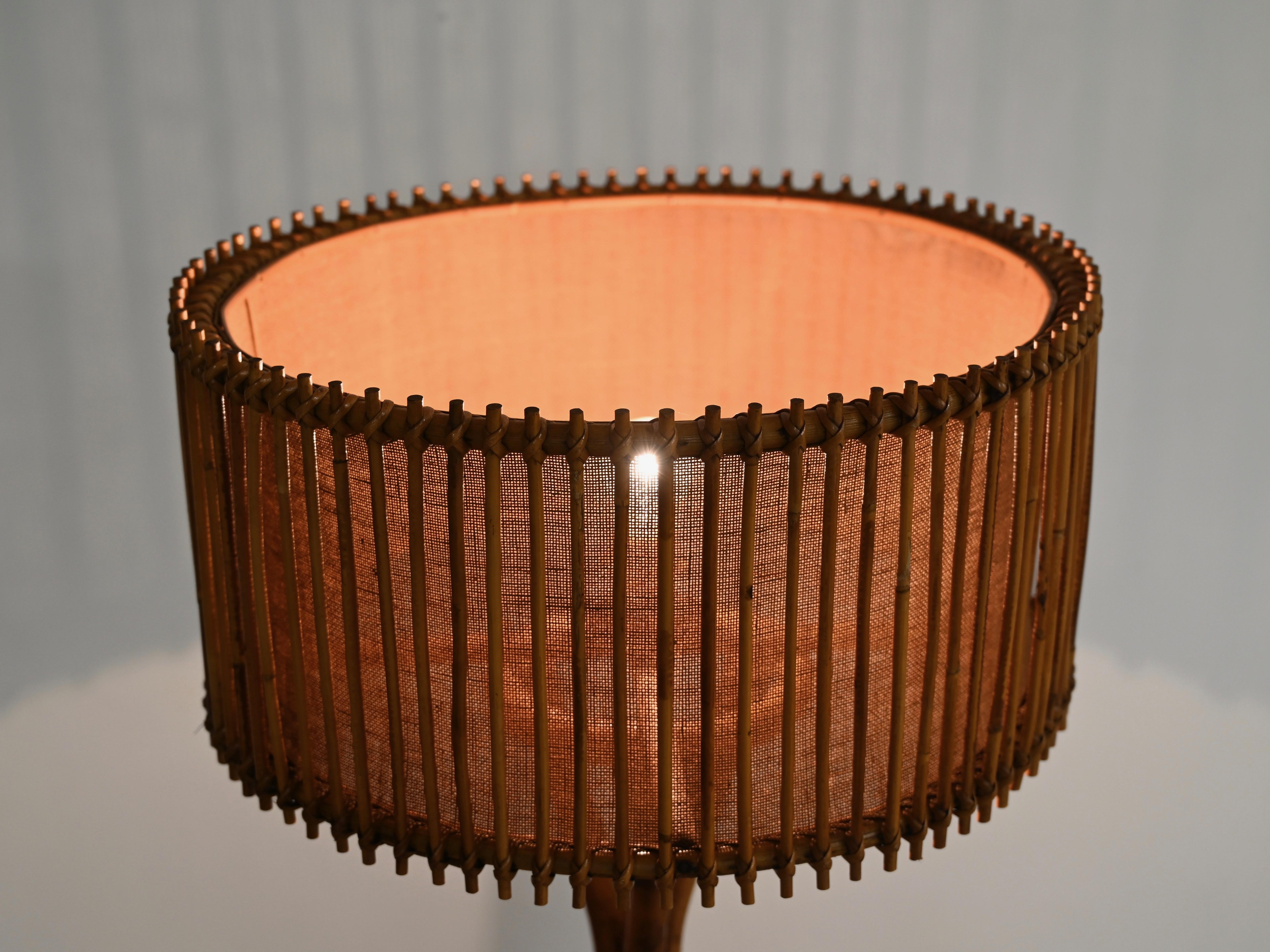 Franco Albini Coppia di lampade da terra in bambù, rattan e vimini, Italia anni '60 in vendita 11