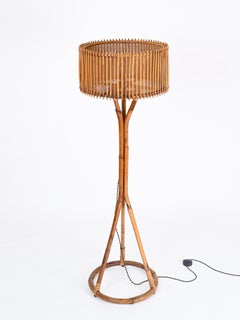 Franco Albini Coppia di lampade da terra in bambù, rattan e vimini, Italia anni '60