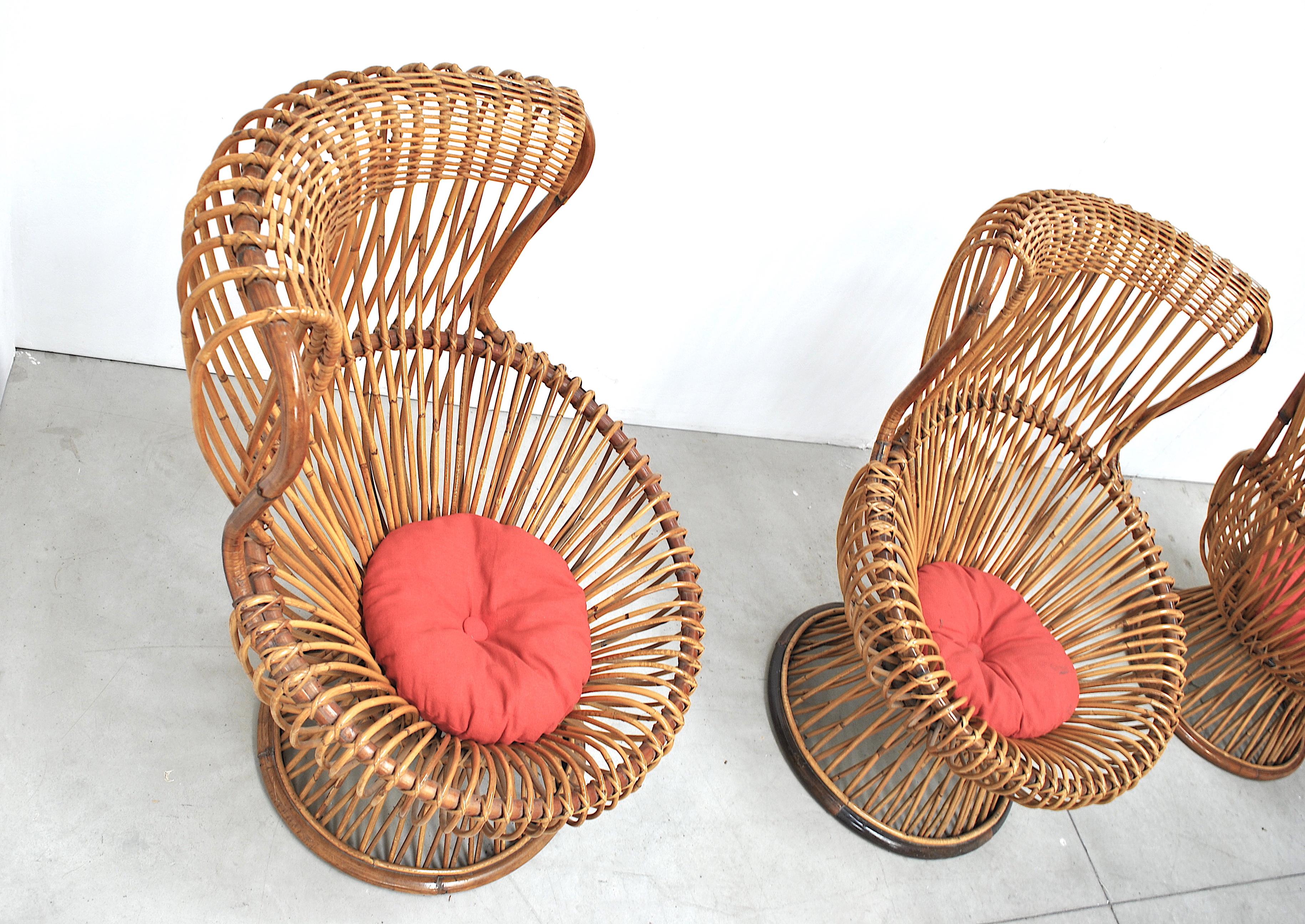 Franco Albini Pair of Midcentury Italian Armchair Model Margherita for Bonacina 4