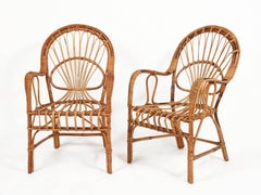 Franco Albini Paar Sessel aus Rattan und Bambus, Italien, 1960er Jahre