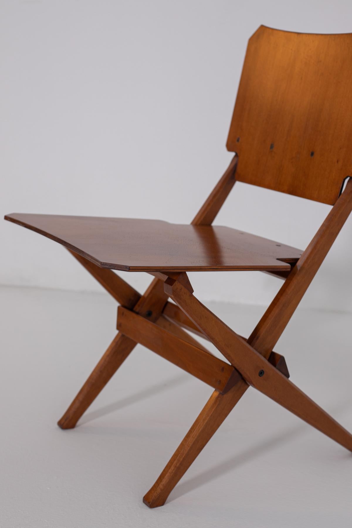 Mid-Century Modern Franco Albini Pair of Vintage Wooden Chairs for Poggi