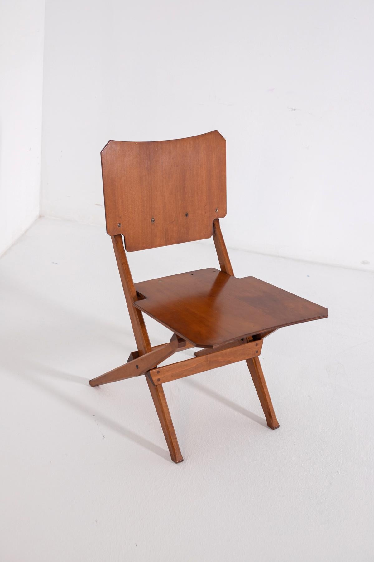 Italian Franco Albini Pair of Vintage Wooden Chairs for Poggi