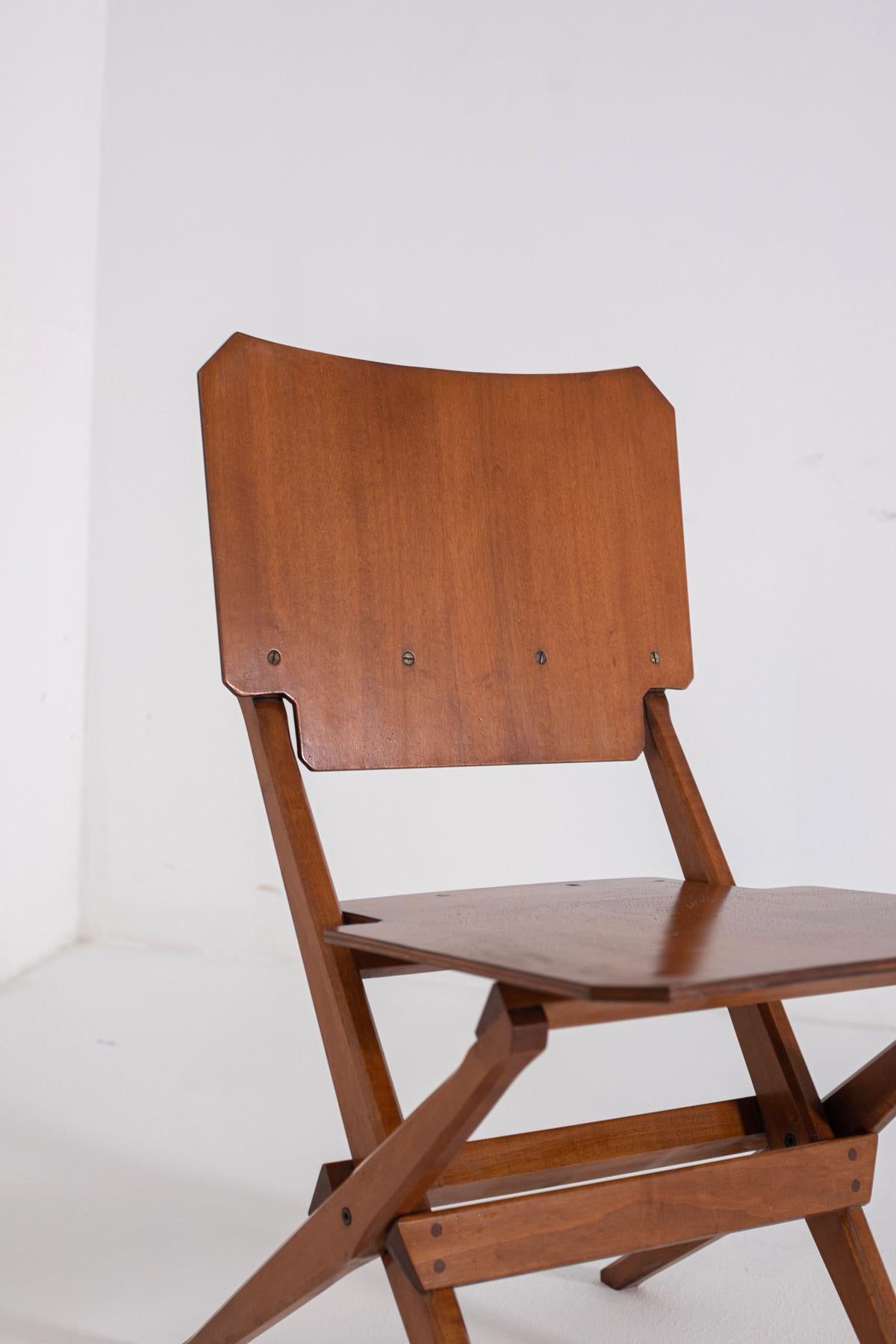 Franco Albini Pair of Vintage Wooden Chairs for Poggi 3