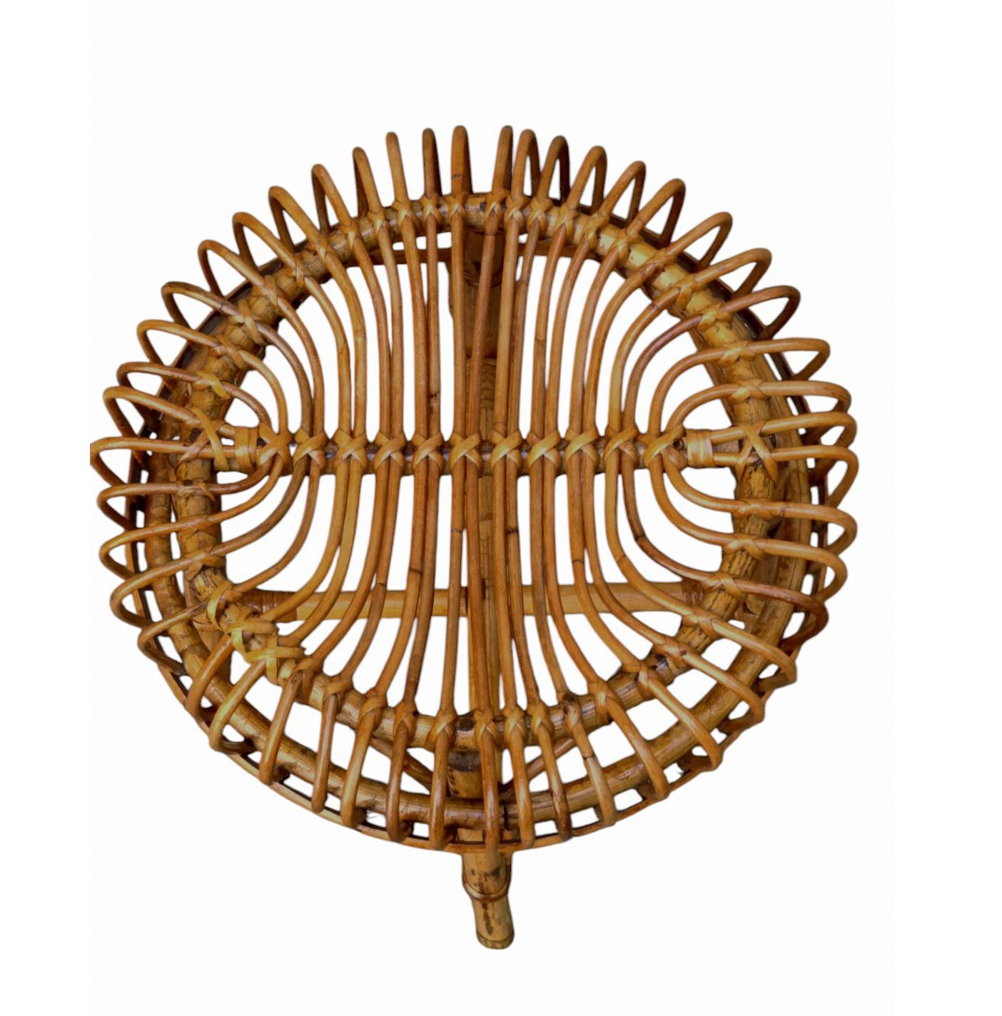 Franco Albini para Bonacina Taburete de bambú y ratán, Italia Años 60 Italian en venta