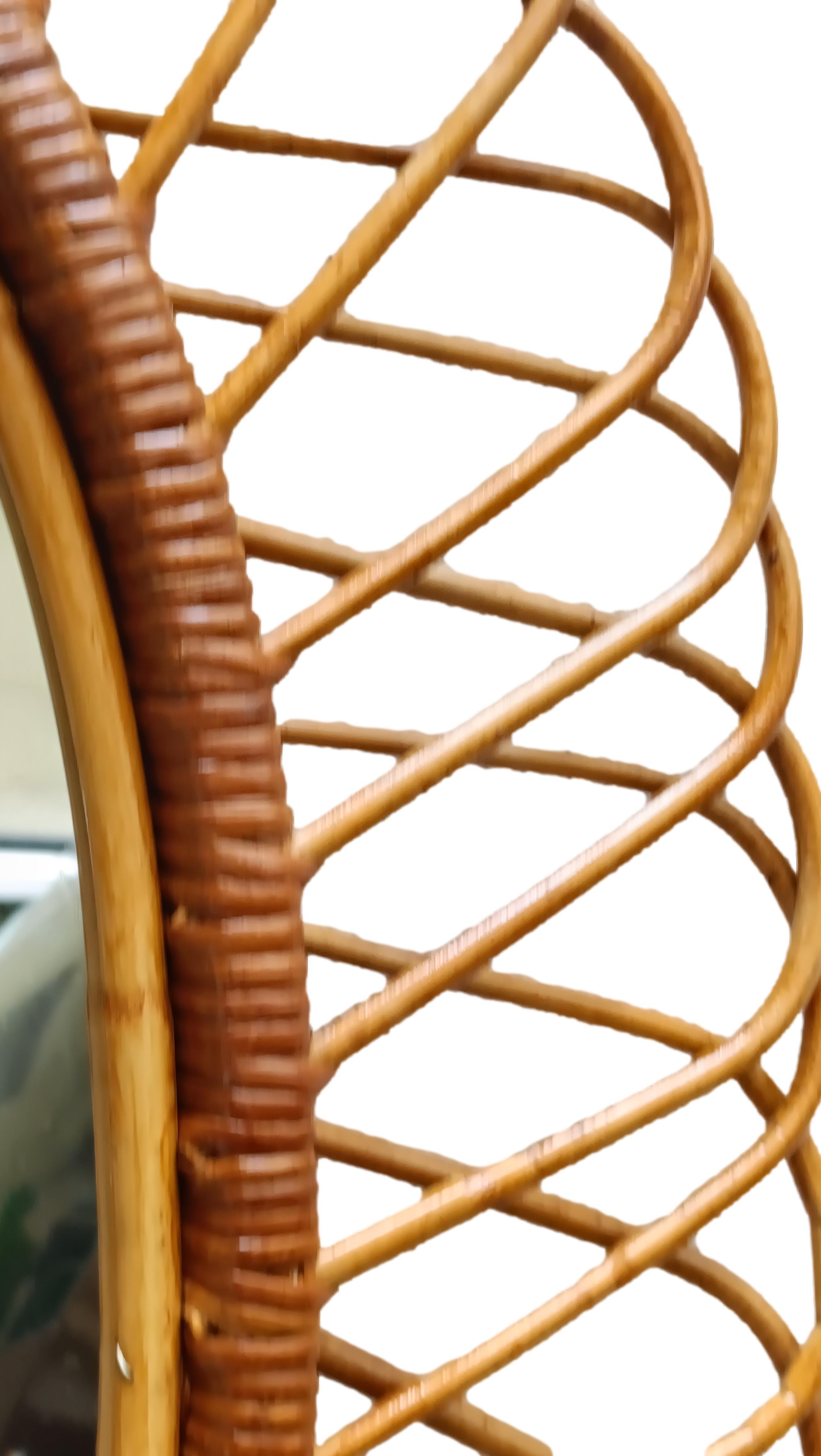 italien Franco Albini pour Bonacina Specchio da Parete ovale en rotin, Italie, années 1960 en vente