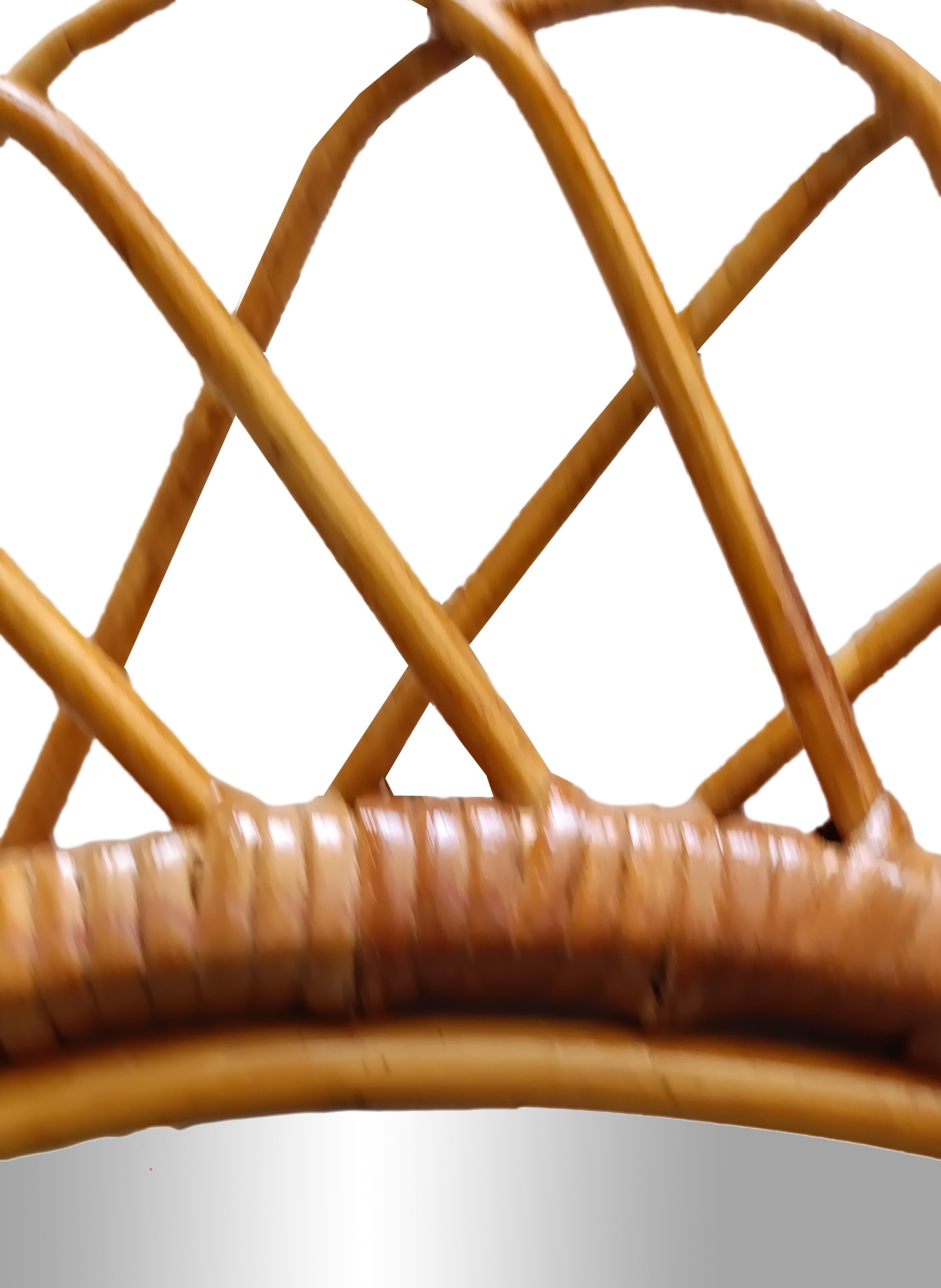Franco Albini pour Bonacina Specchio da Parete ovale en rotin, Italie, années 1960 Bon état - En vente à Naples, IT