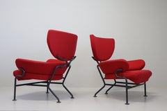 Franco Albini PL19 Pair of Three Piece Armchairs for Poggi Pavia Italy Circa 1959