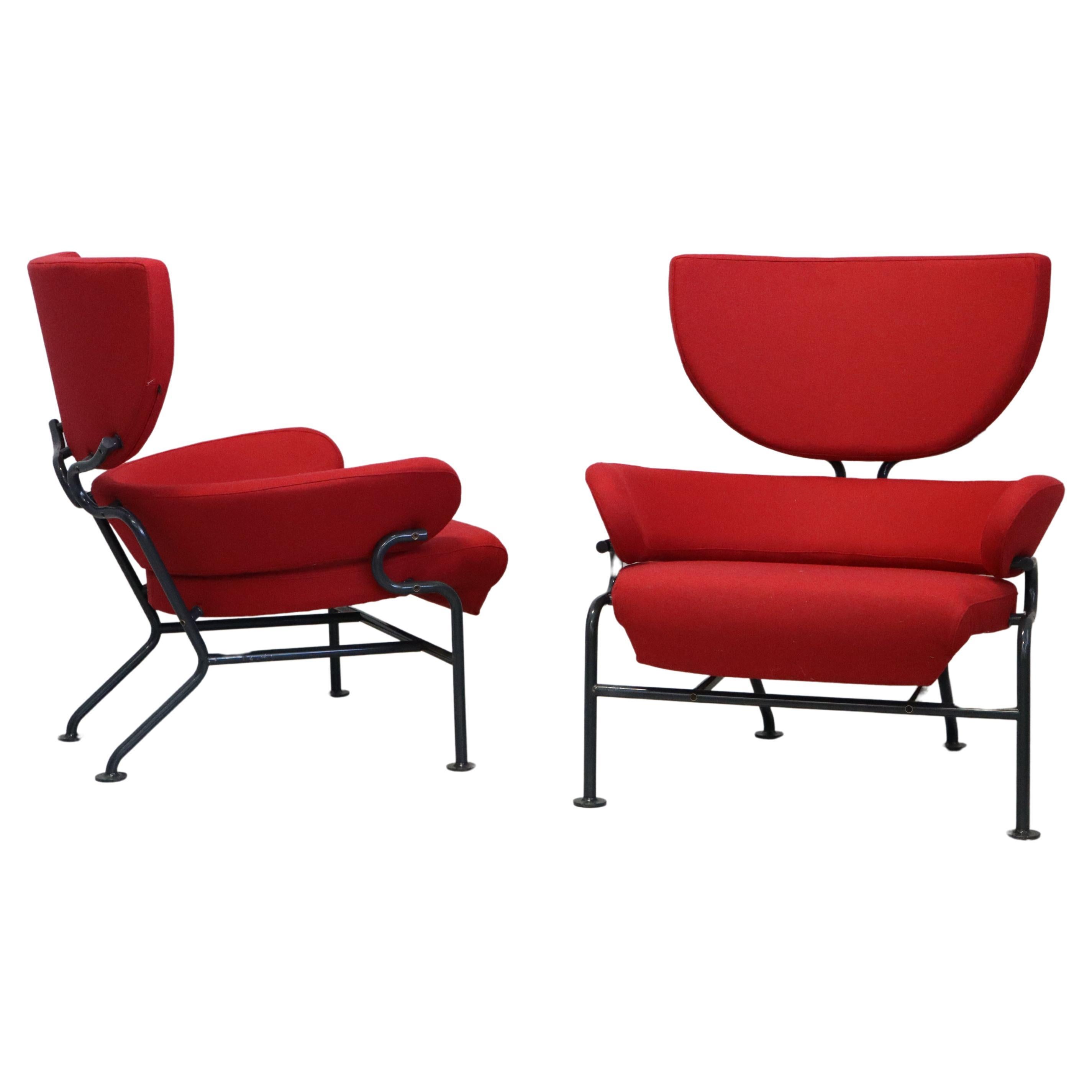 Franco Albini PL19 Pair of Three Piece Armchairs for Poggi Pavia Italy Circa 1959 For Sale