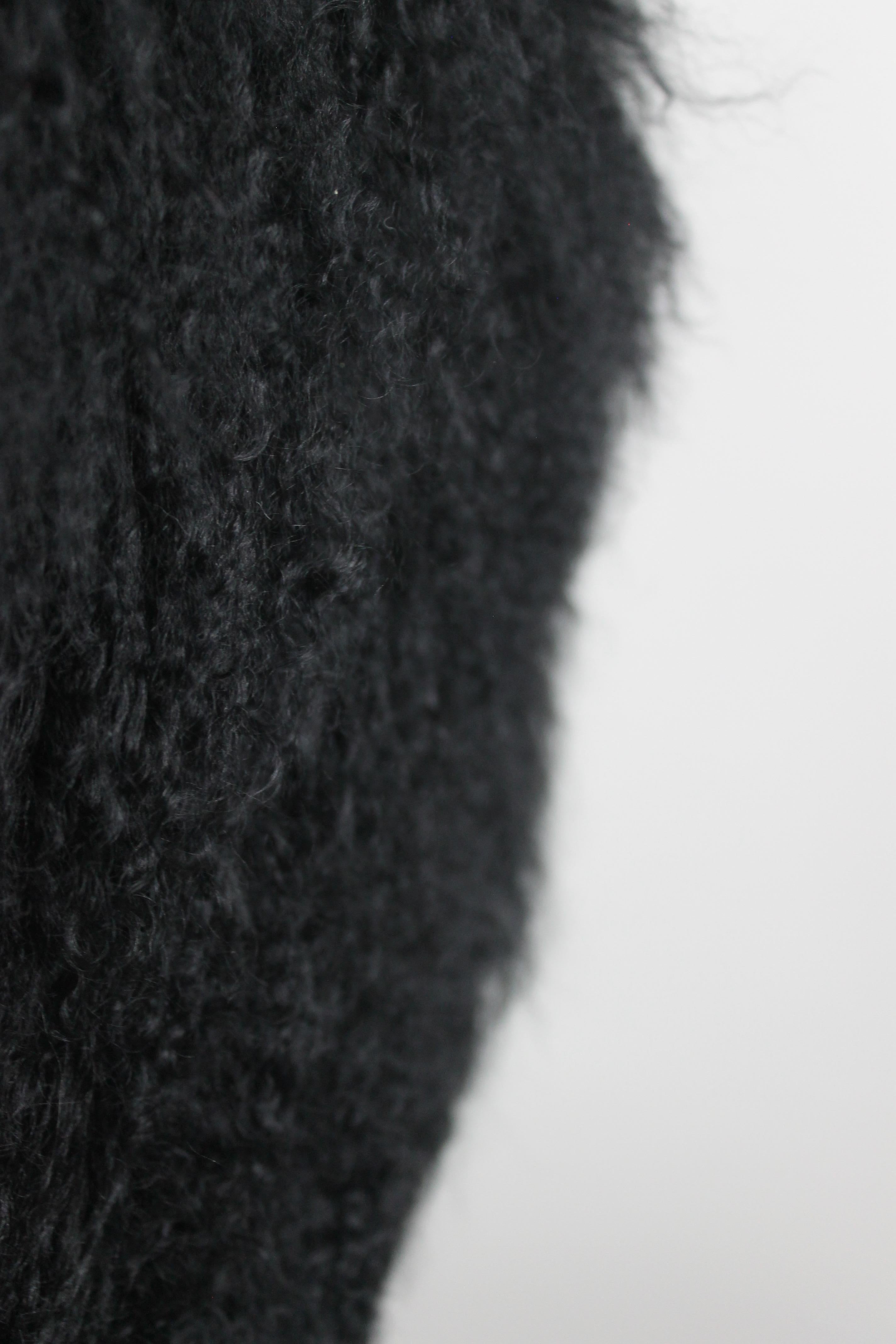 Franco Albini Pl19 or Tre Pezzi Armchair in Black Mongolian Wool for Poggi Italy In Good Condition For Sale In Montecatini Terme, IT