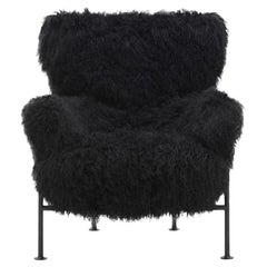 Franco Albini Pl19 or Tre Pezzi Armchair in Black Mongolian Wool for Poggi Italy