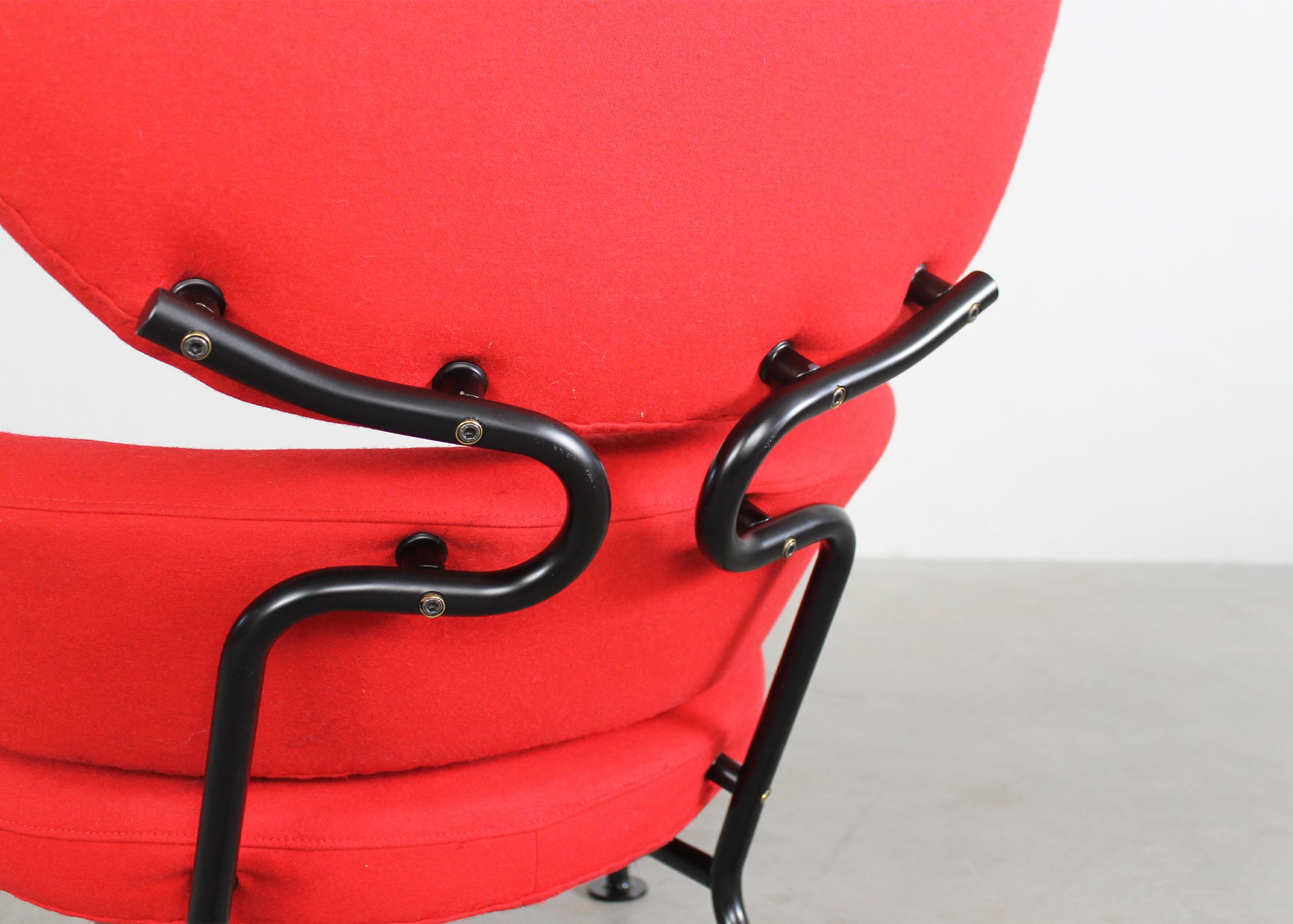 Franco Albini PL19 or Tre Pezzi Armchair in Red Fabric by Poggi 1970s  In Good Condition For Sale In Montecatini Terme, IT