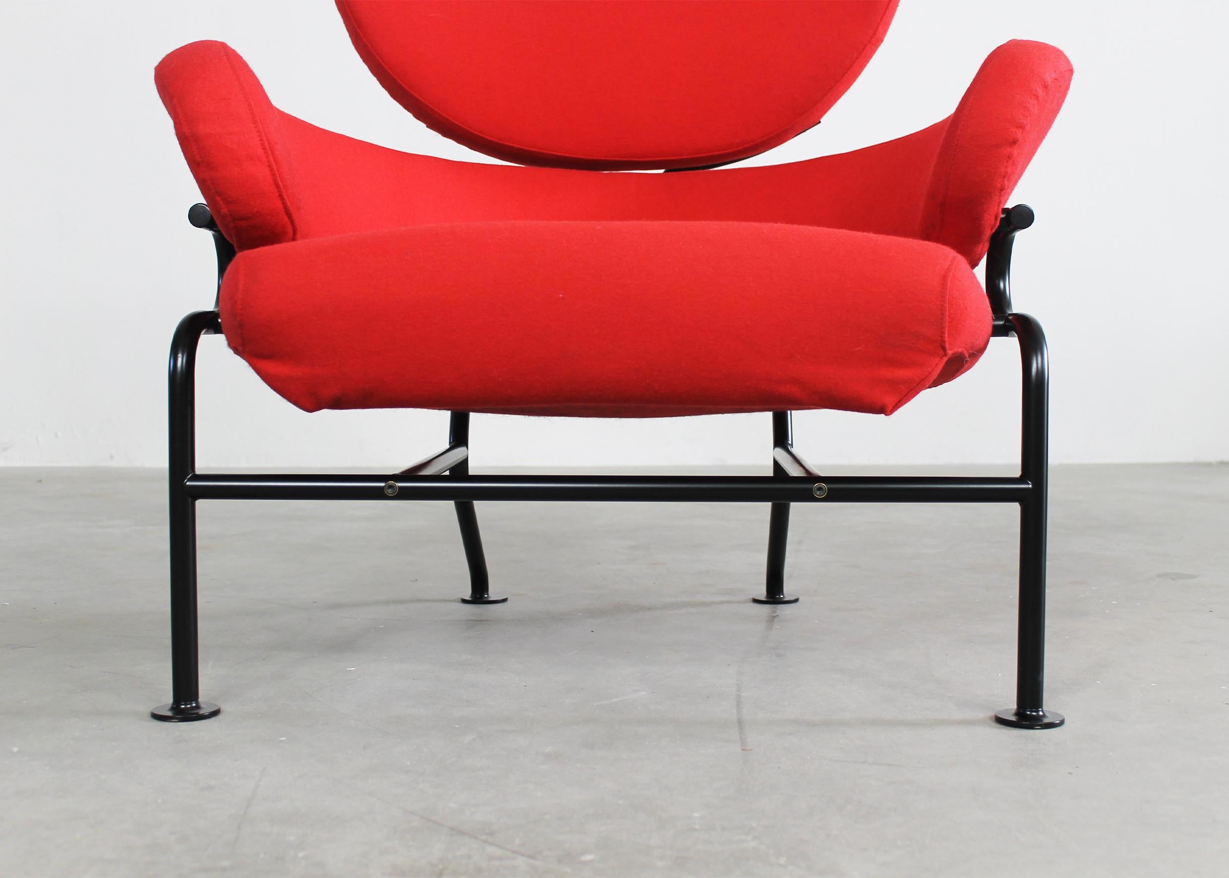Franco Albini PL19 oder Tre Pezzi Sessel aus rotem Stoff von Poggi, 1970er Jahre  im Angebot 1