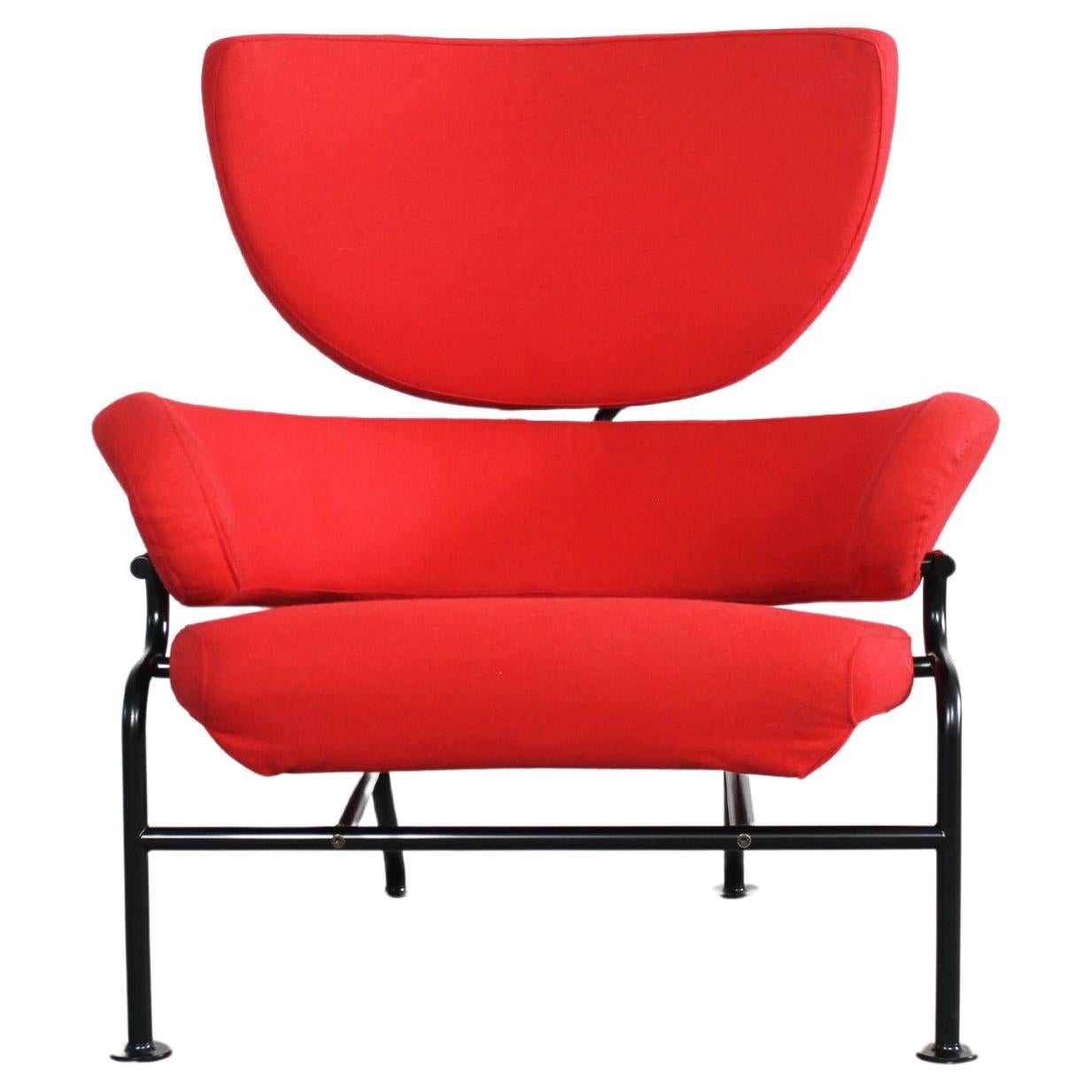 Franco Albini PL19 oder Tre Pezzi Sessel aus rotem Stoff von Poggi, 1970er Jahre  im Angebot