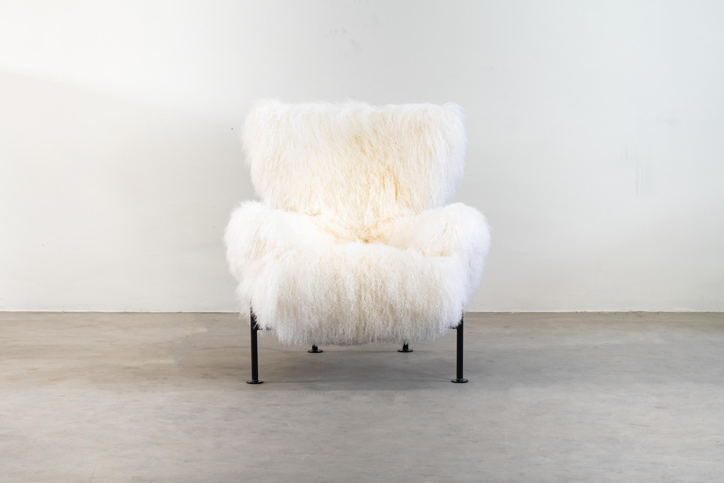 Post-Modern Franco Albini PL19 or Tre Pezzi Armchair in White Wool by Poggi Pavia, 1950s For Sale