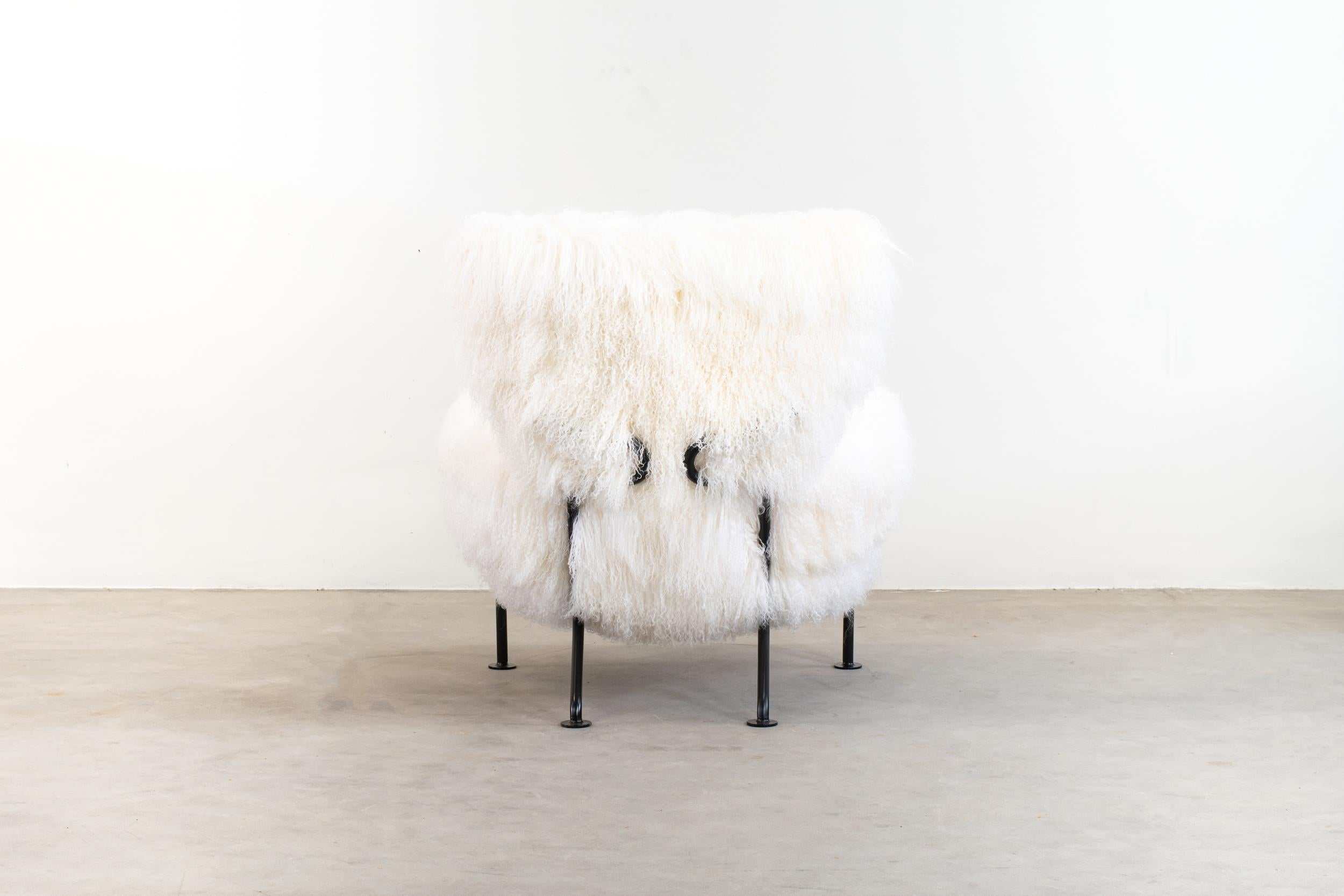 Franco Albini PL19 oder Tre Pezzi Sessel aus weißer Wolle von Poggi Pavia, 1950er Jahre (Emailliert) im Angebot