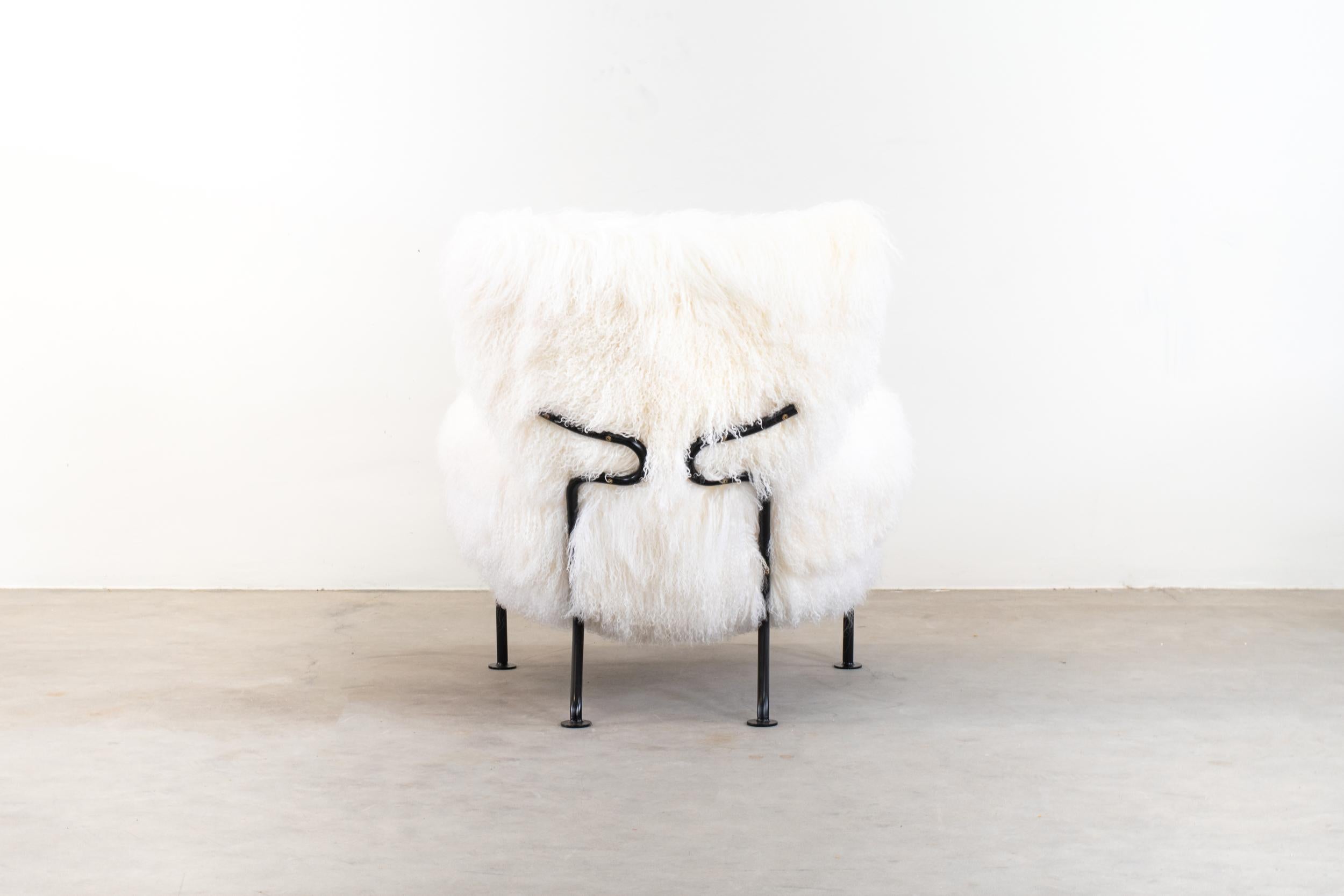 Franco Albini PL19 oder Tre Pezzi Sessel aus weißer Wolle von Poggi Pavia, 1950er Jahre im Zustand „Gut“ im Angebot in Montecatini Terme, IT