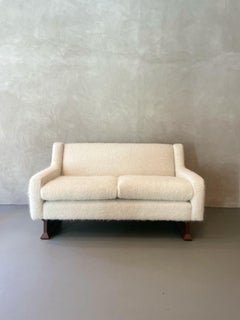 Franco Albini Poggi Mod. DV33 Teak Yeti Pierre Frey Fabric Sofa, Italy, 1960s