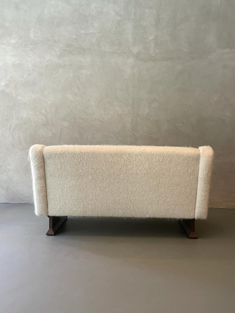 Italian Franco Albini Poggi Mod. DV33 Teak Yeti Pierre Frey Fabric Sofa, Italy, 1960s