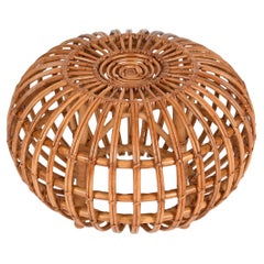 Franco Albini Pouf Stool in Curved Rattan, Bamboo and Wicker, Italy 1960s