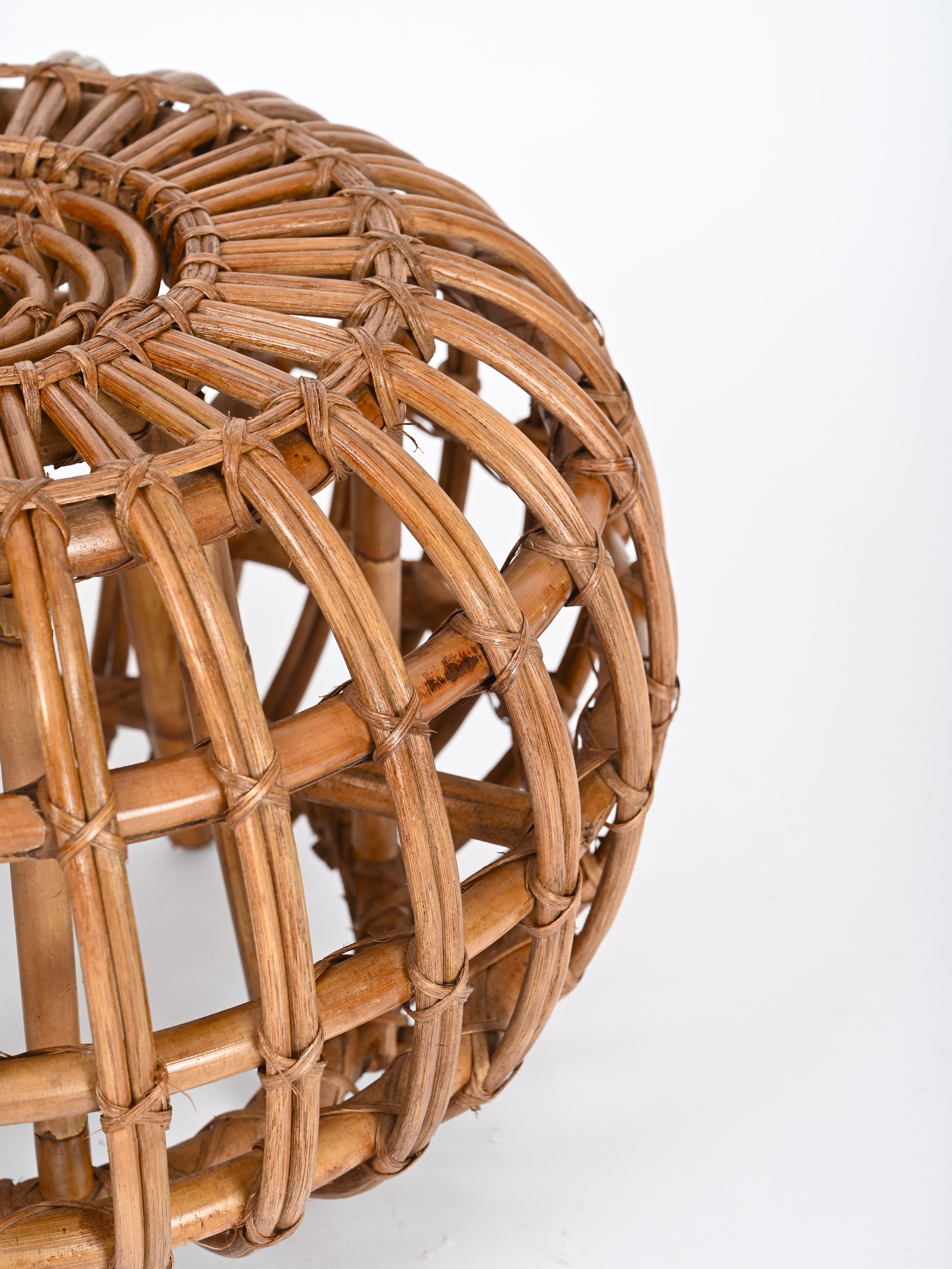 Tabouret de pouf Franco Albini en rotin, bambou et osier, Italie, années 1960 2