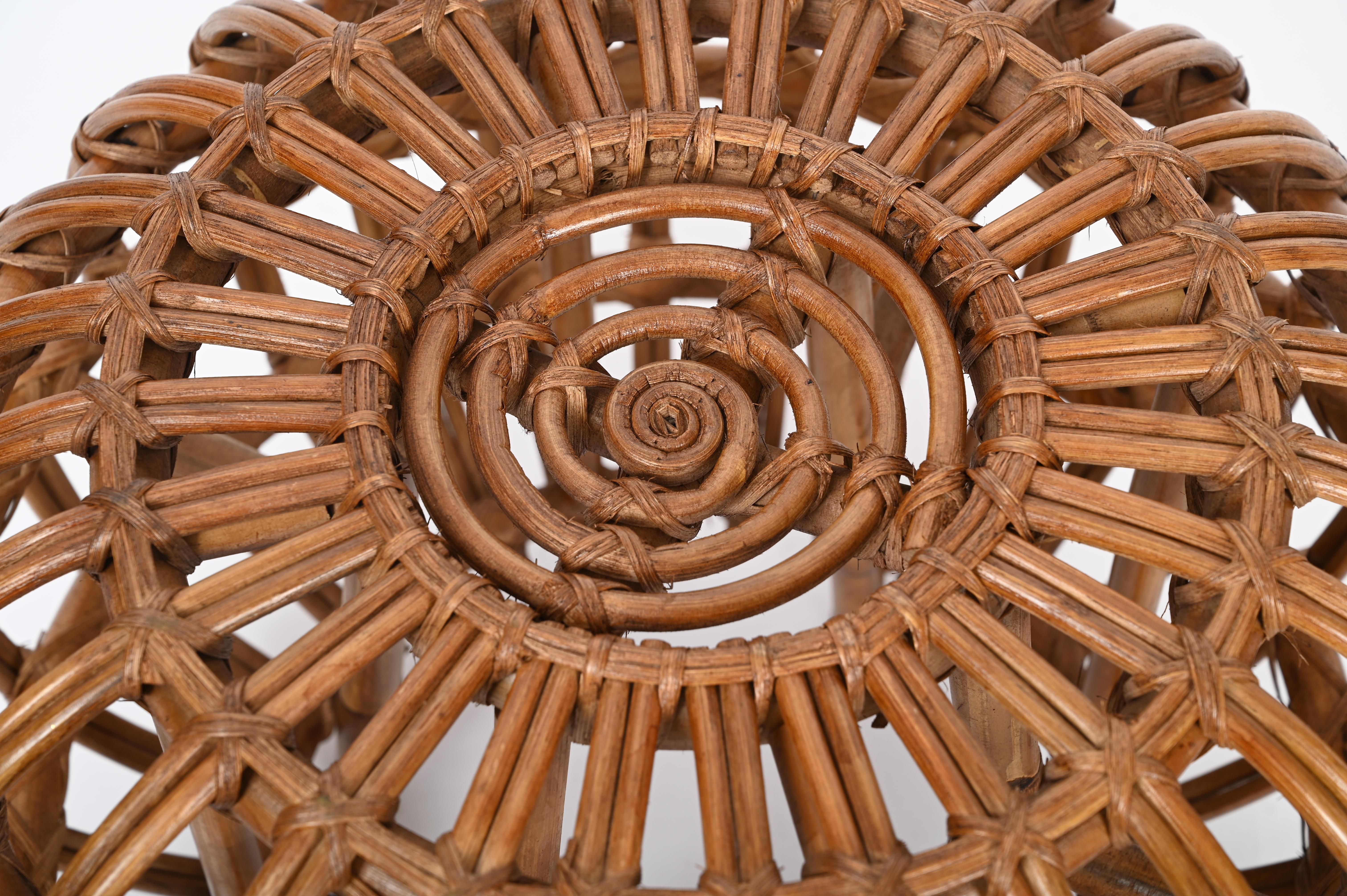 Tabouret de pouf Franco Albini en rotin, bambou et osier, Italie, années 1960 3