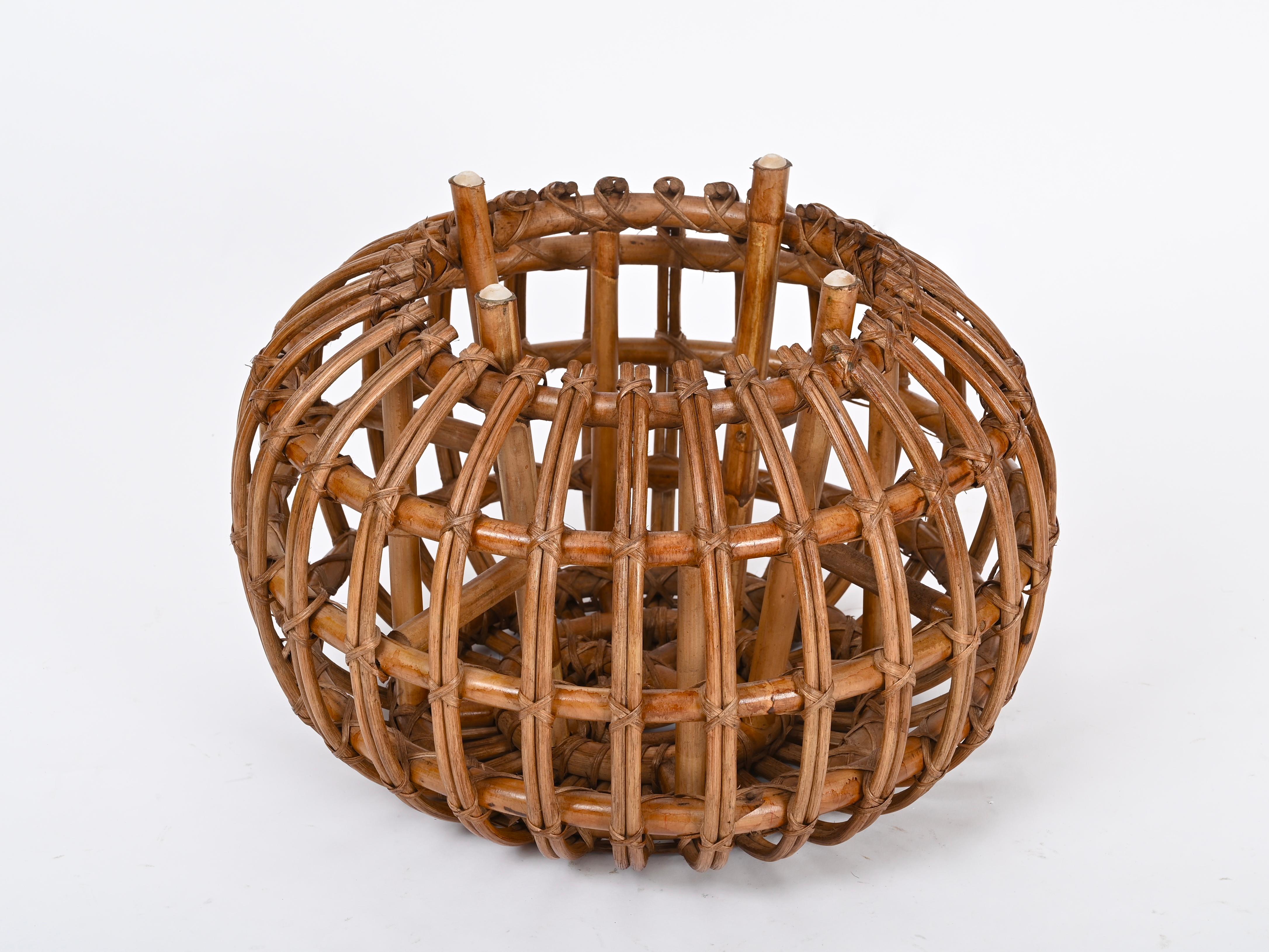 Tabouret de pouf Franco Albini en rotin, bambou et osier, Italie, années 1960 4