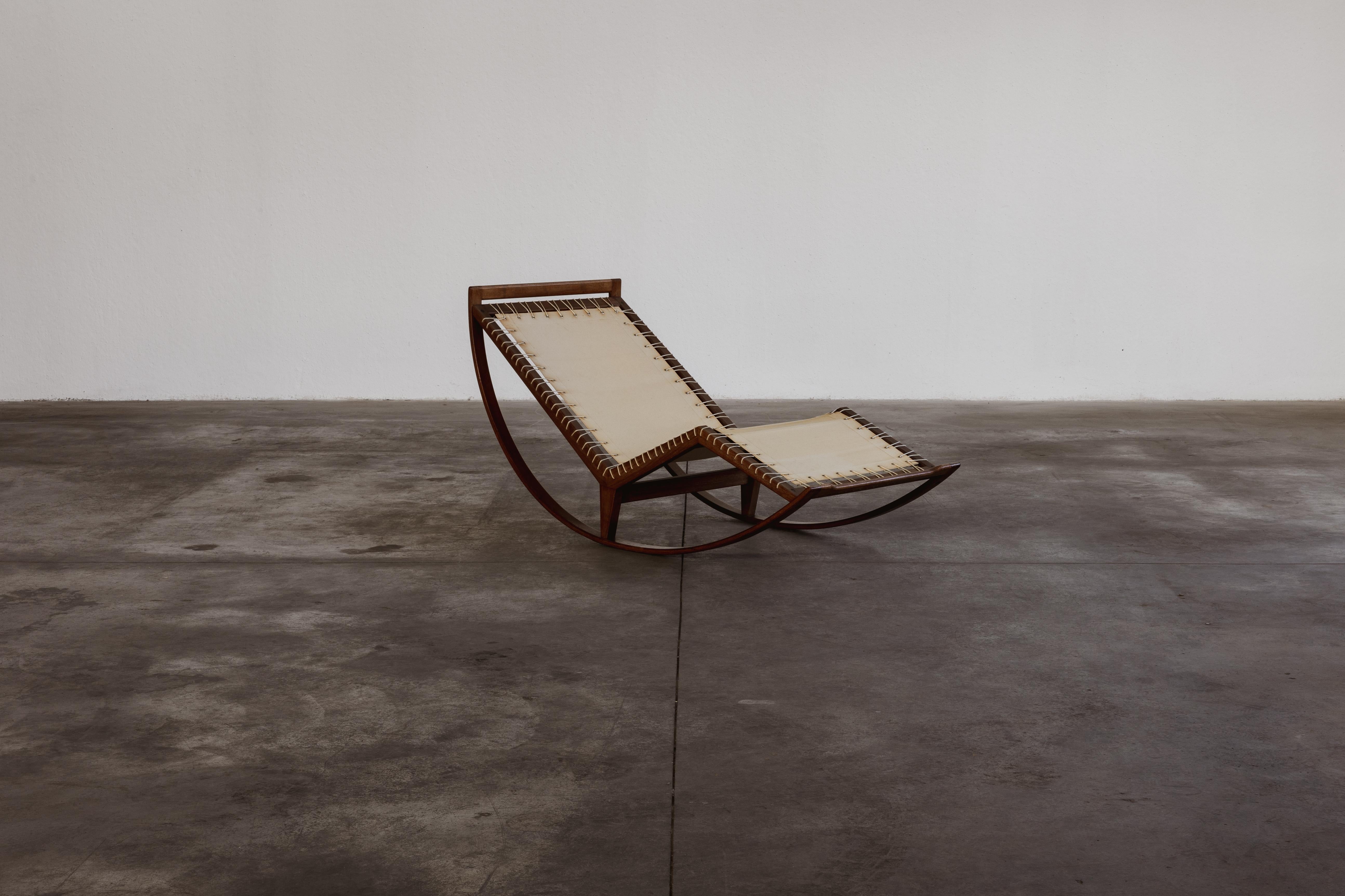 Franco Albini “PS16” rocking chair for Poggi, original fabric and walnut, Italy, 1959.

The Albini 