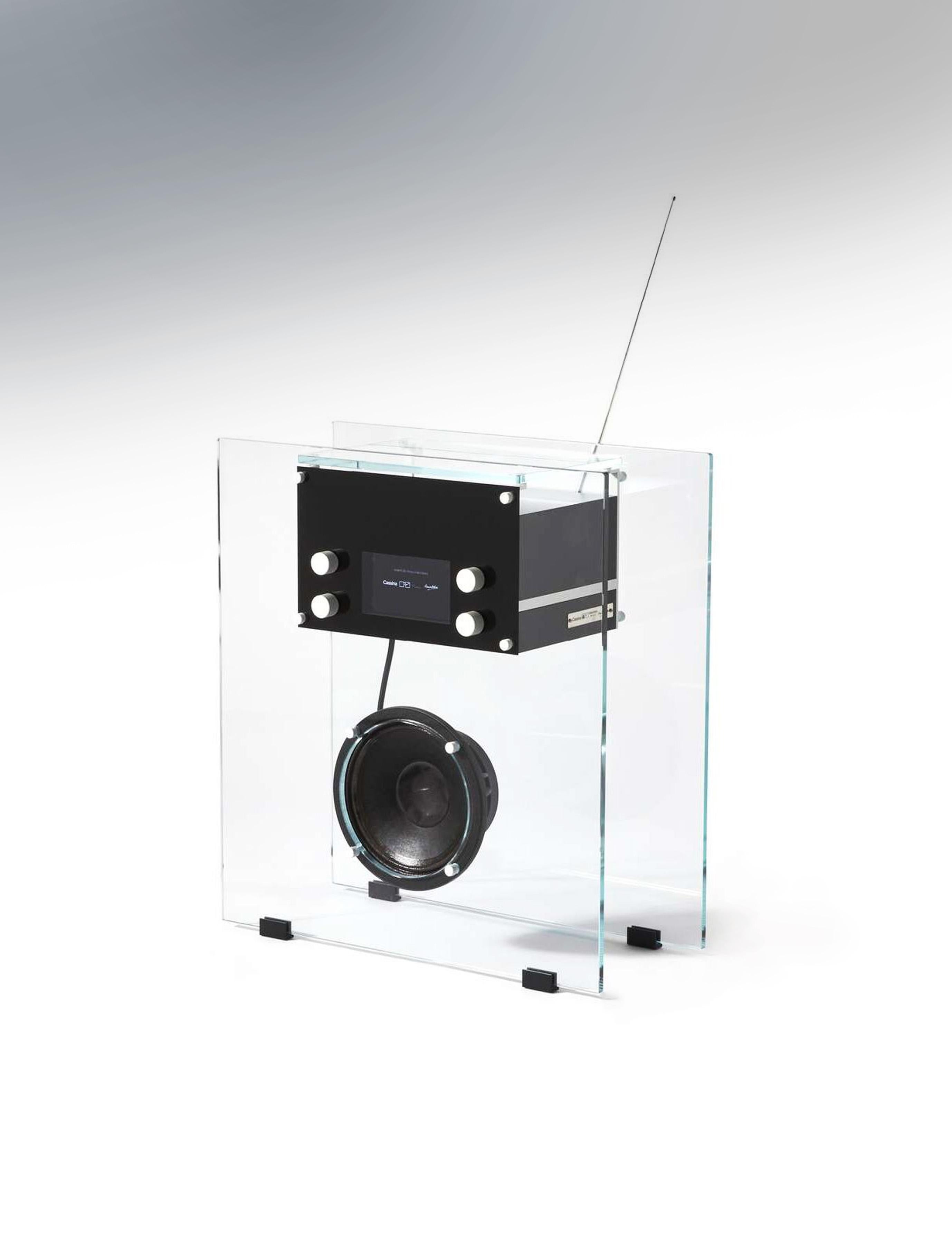 Contemporary Franco Albini Radio in Cristallo Cassina Glass Mid-Century Modern Italy For Sale