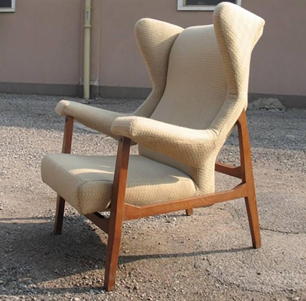 Mid-Century Modern Franco Albini Rare Fiorenza Lounge Chair, Arflex, Milano, 1956