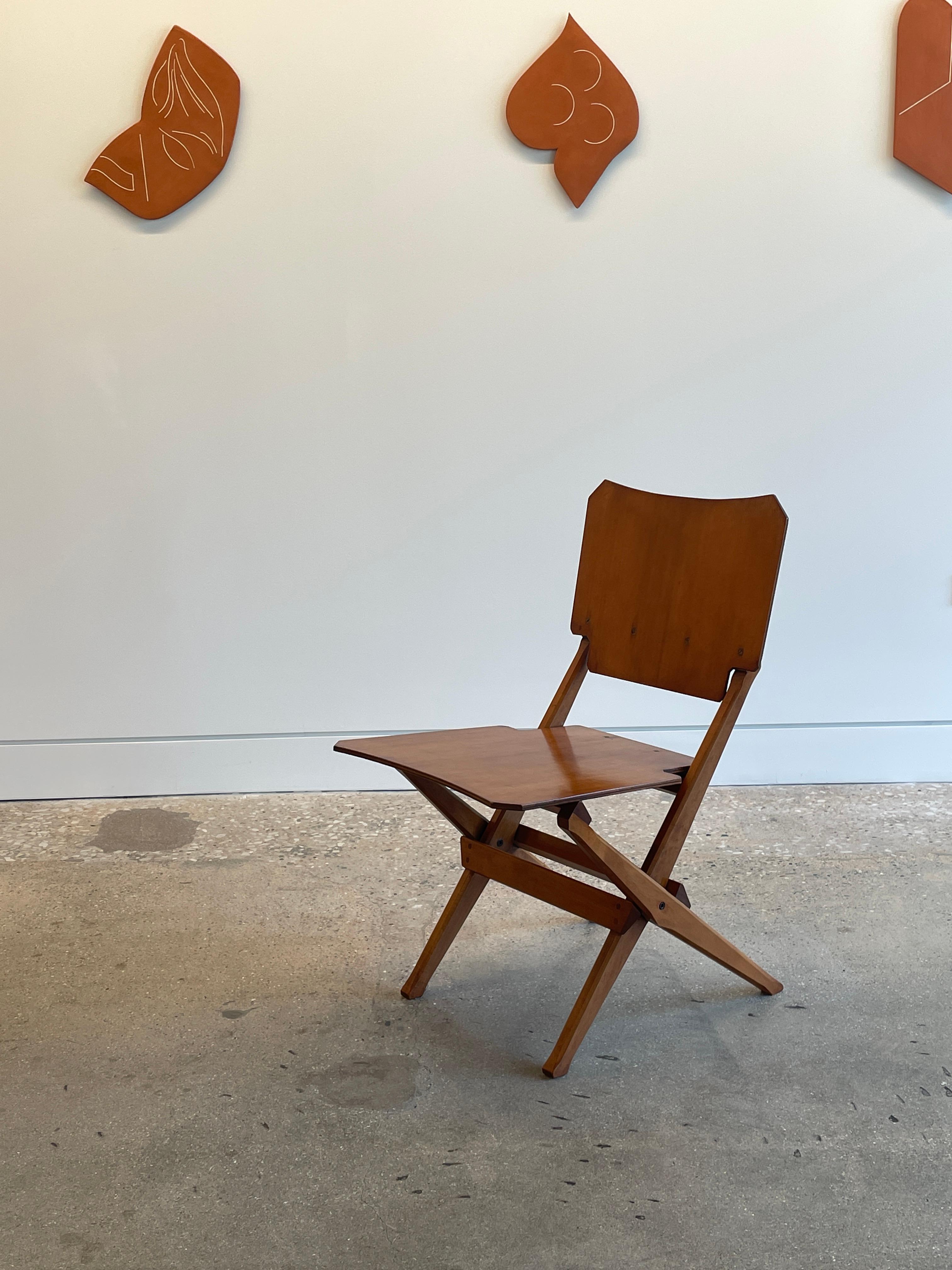 Franco Albini rare folding chair for Poggi, Italy, 1952 In Good Condition For Sale In Skokie, IL