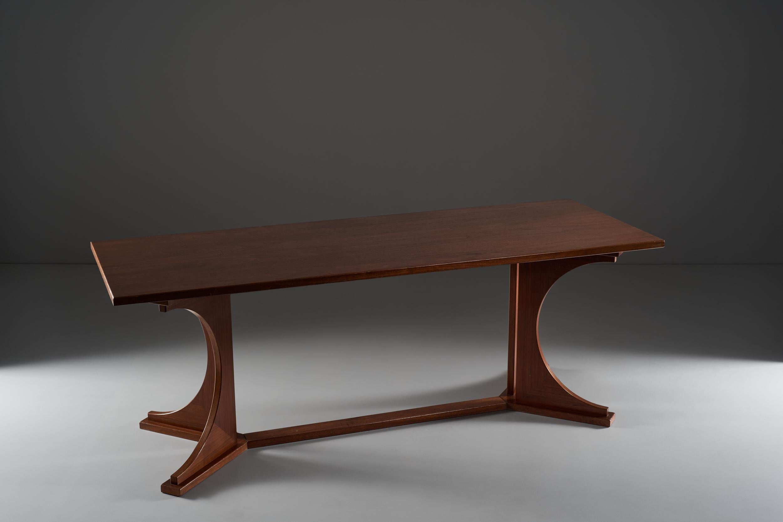 Mid-Century Modern Franco Albini Rare Wood Table Italian Design, circa 1950