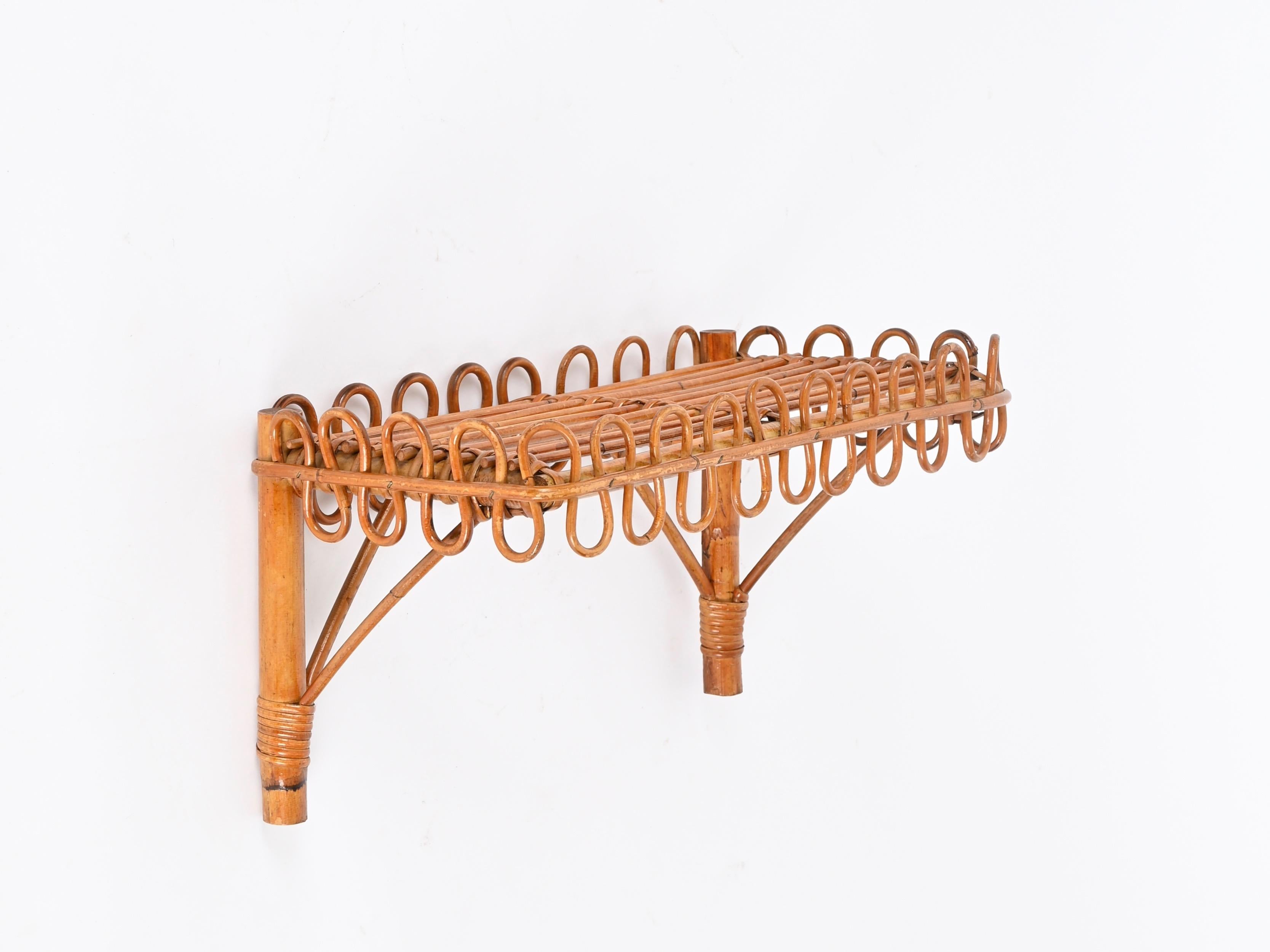 Franco Albini Scaffale da parete in rattan e bambù, Italia 1960s in vendita 3