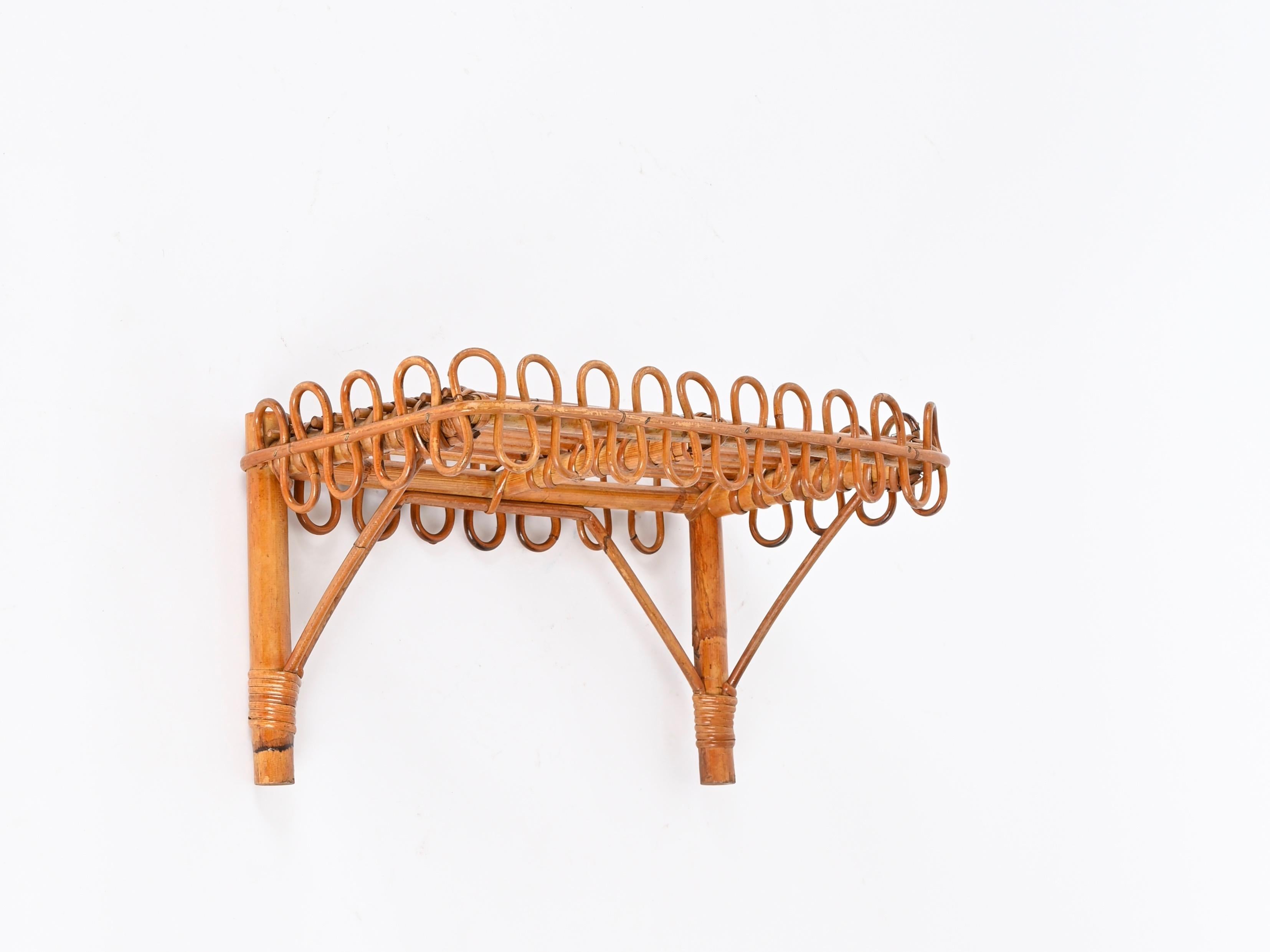 XX secolo Franco Albini Scaffale da parete in rattan e bambù, Italia 1960s in vendita