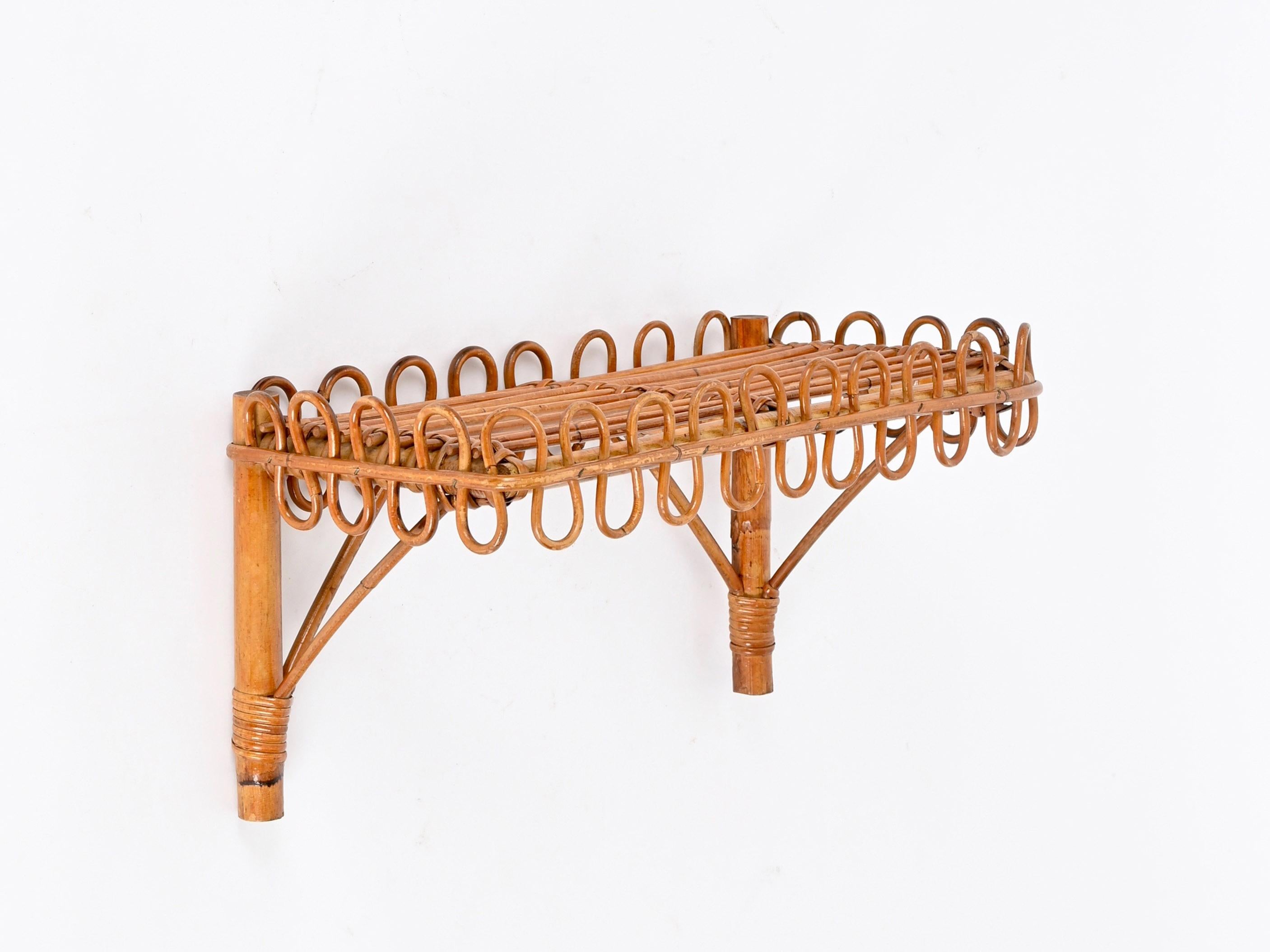 Franco Albini Scaffale da parete in rattan e bambù, Italia 1960s in vendita 1