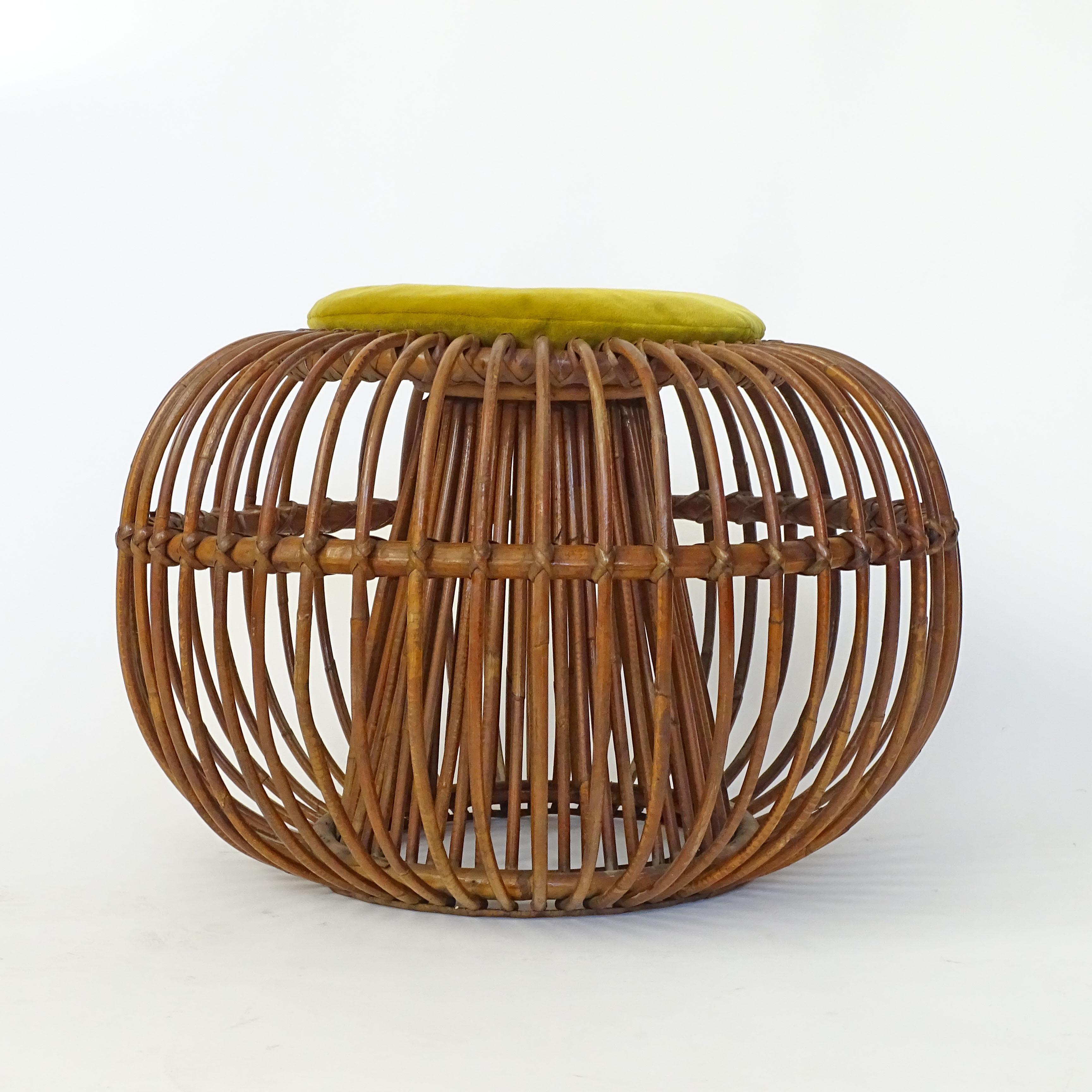 Franco Albini Rattan and Bamboo Ottoman, Italy 1960s In Good Condition For Sale In Milan, IT